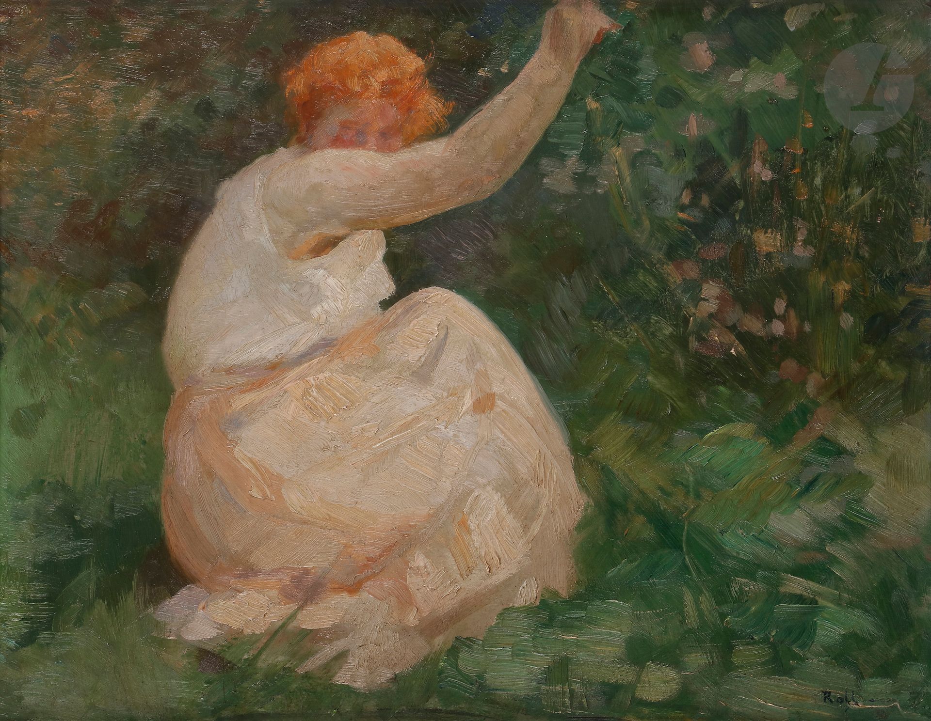 Alfred Philippe ROLL (1846-1919) 
Woman in Nature 
Oil on panel. 
Signed lower right. 
31,5 x 41 cm



