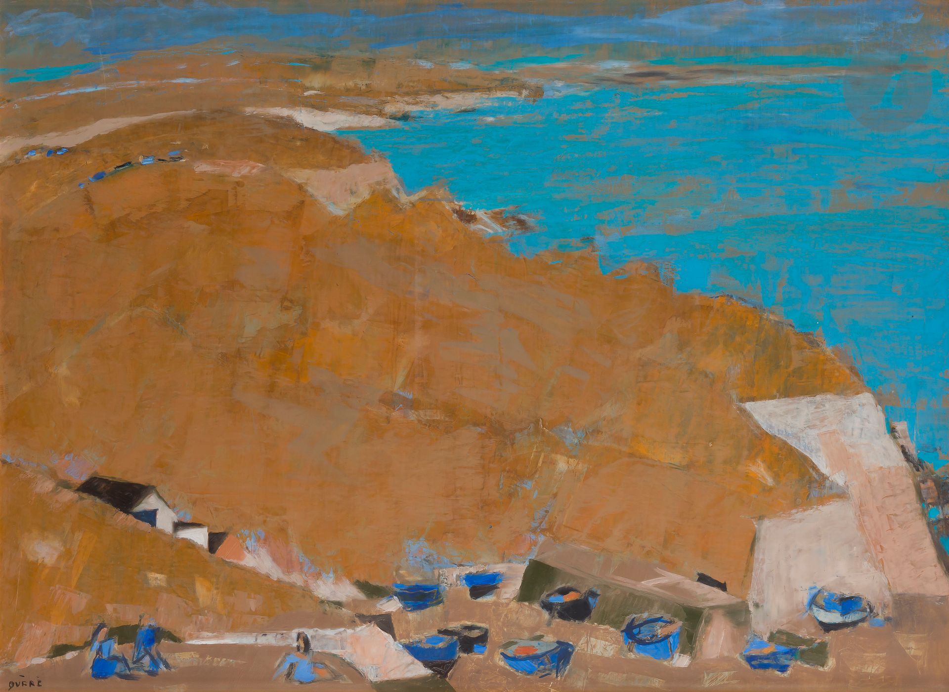 René QUÉRÉ (né en 1932) 
Falaises à Kersigny 
Huile sur toile. 
Signée en bas à gauche. 
54 x 73 cm