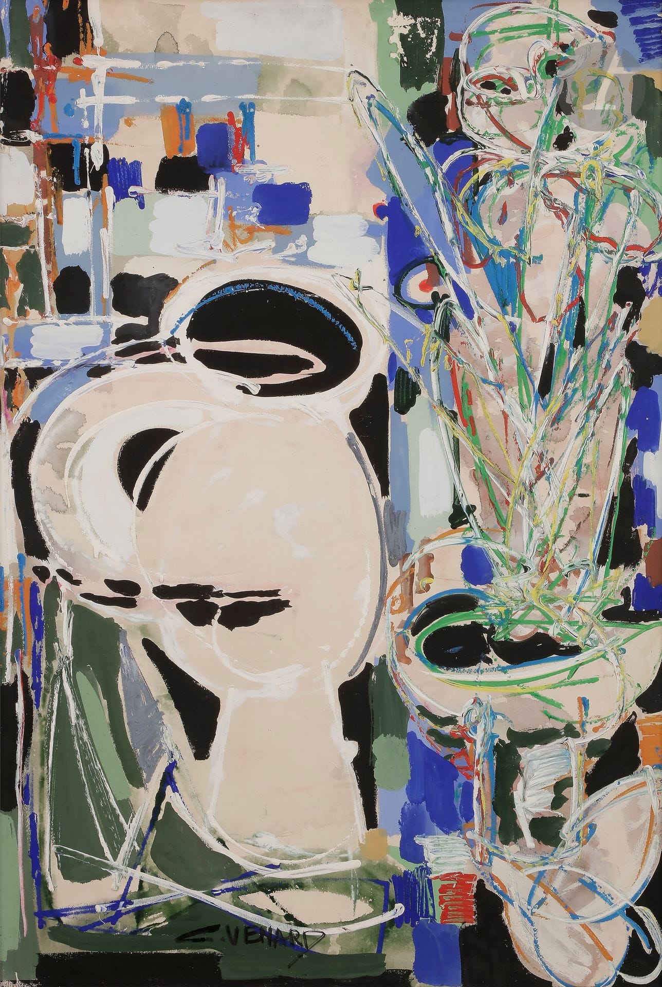 Claude VENARD (1913-1999) 
Still
life 
 
Gouache. 
Signed on foot. 
(Little missing). 
93 x 63 cm




