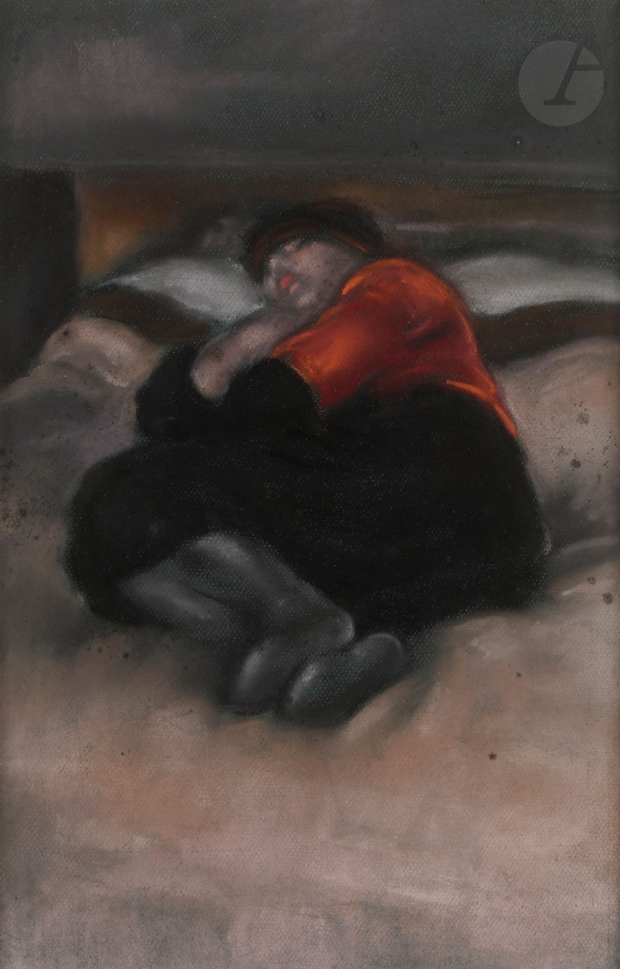 Toshio BANDO [japonais] (1895-1973) 
Jeune femme endormie 
Pastel. 
Non signé. 
45,5 x 29,5 cm