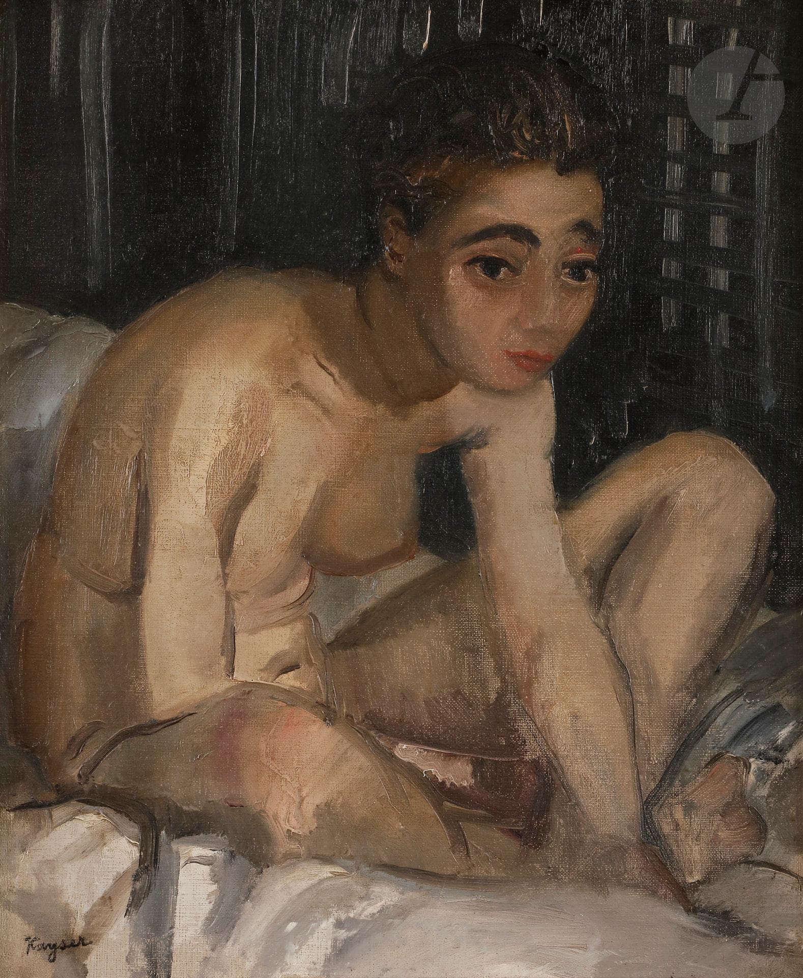Edmond Charles KAYSER (1882-1965) 
Sitting Nude 
Oil on canvas. 
Signed lower left. 
46 x 38 cm



