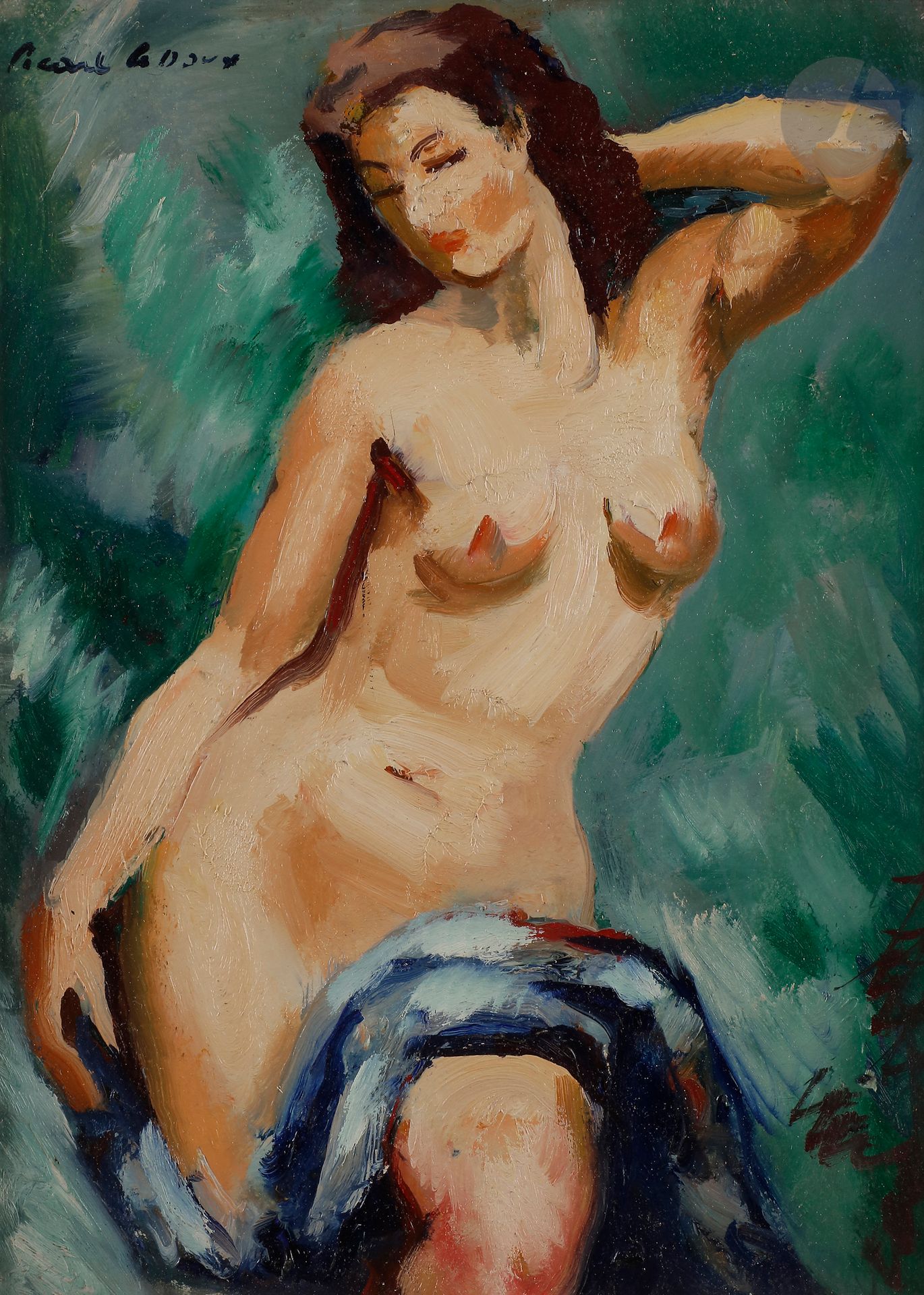 Charles-Alexandre 
PICART LE DOUX (1881-1959) 
Femme nue debout 
Huile sur carton. 
Signée en haut à gauche. 
33 x 24 cm