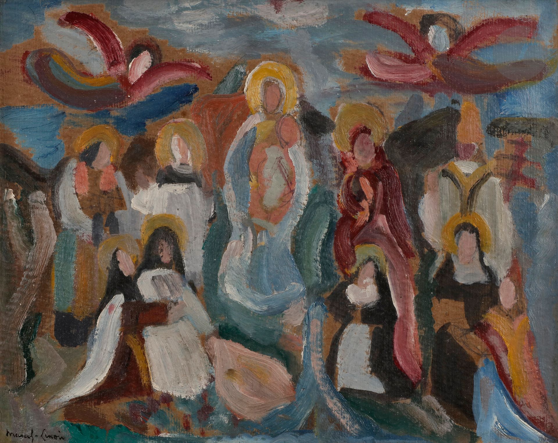 
Jules Oury, dit MARCEL-LENOIR (1872-1931) 



Nativité 



Huile sur carton. 



Signée en bas à gauche. 



Tampon de l'artiste au dos. 



23 x 28 cm



Cette œuvre sera incluse au Catalogue Raisonné de Marcel-Lenoir en préparation Madame Marie-Ange Namy.