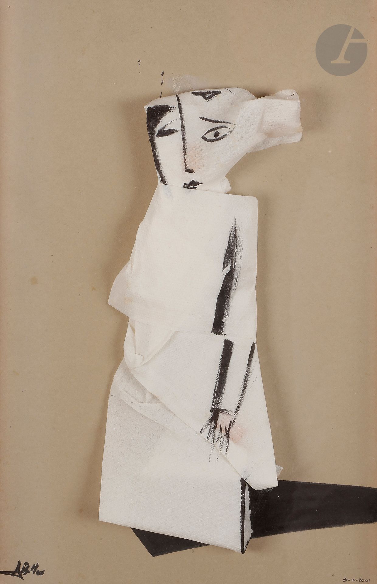 André VILLERS (1930-2016)
Personnage, 2001
Encre sur papier toilette.
Signée et datée.
41 x 27 cm