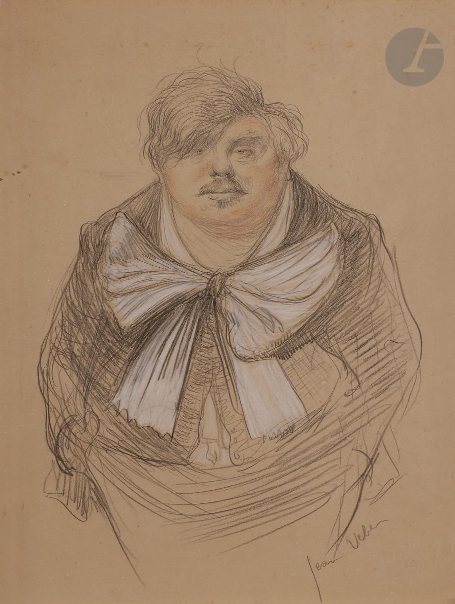 Jean VEBER (1864-1928)
Docteur Edouard Brissaud
Mine de plomb et rehauts de gouache blanche.
Signée en bas à droite.
(Petites rousseurs).
34 x 26,5 cm

Ce dessin a été réalisé pour la revue Le Gotha Médical.