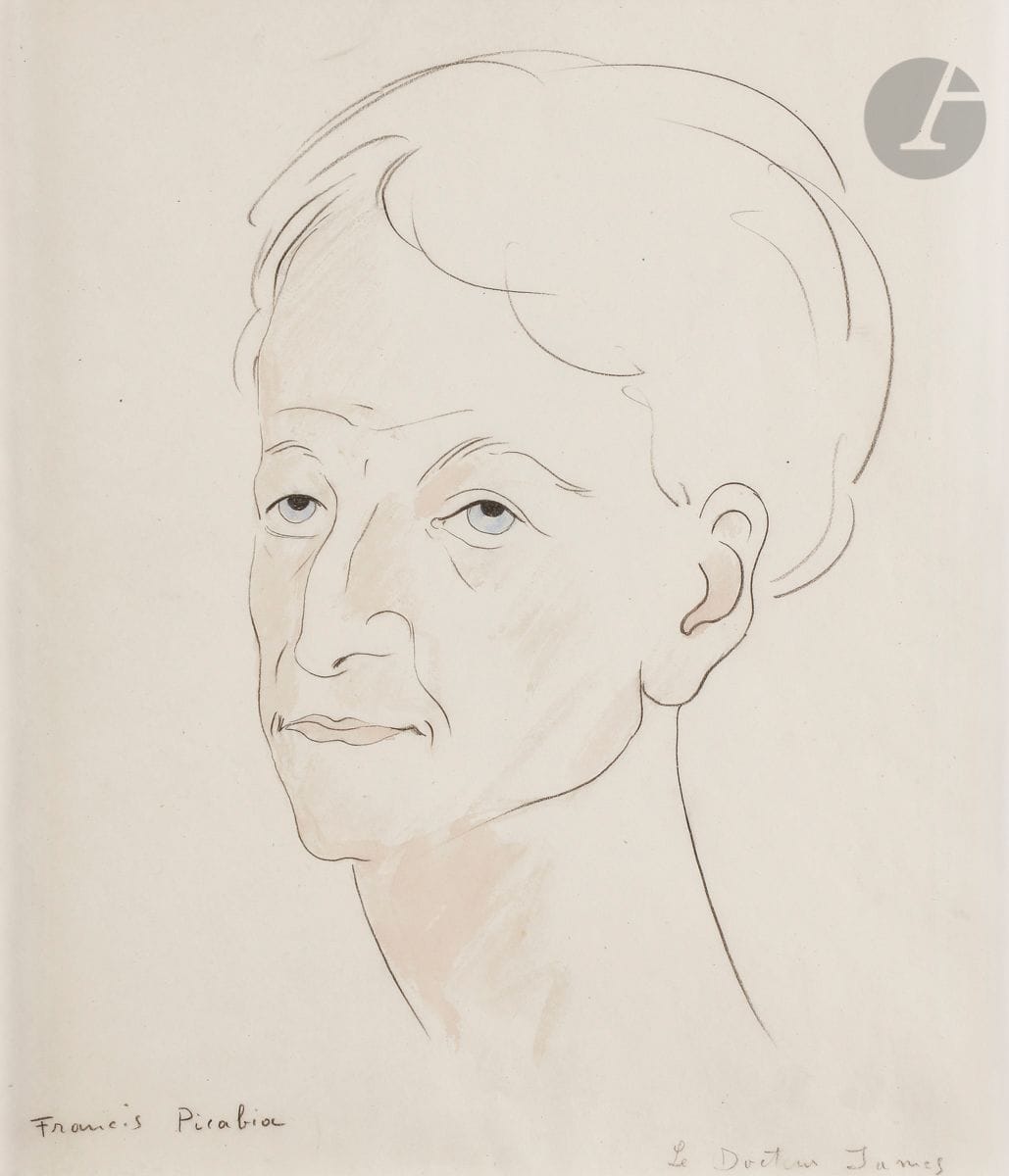 Francis PICABIA (1879-1953)
Le Docteur James
Aquarelle et crayon noir.
Signée en bas à gauche.
Titrée en bas à droite.
25 x 20 cm

Un certificat du Comité Picabia en date du 25 octobre 2019 sera remis à l’acquéreur.