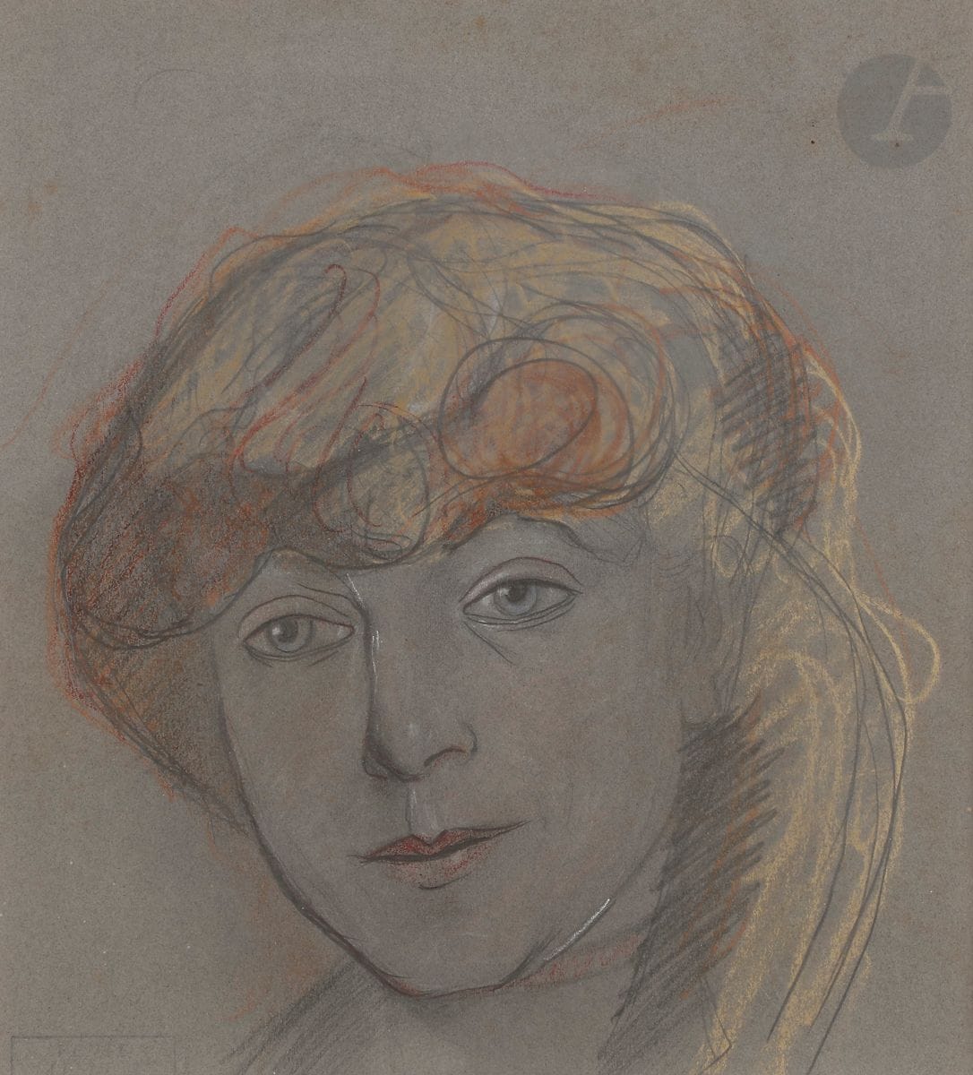 Alexis MERODACK-JEANEAU  (1873-1919)
Portrait de Lupa
Crayons.
Timbre en bas à gauche.
30 x 27 cm
