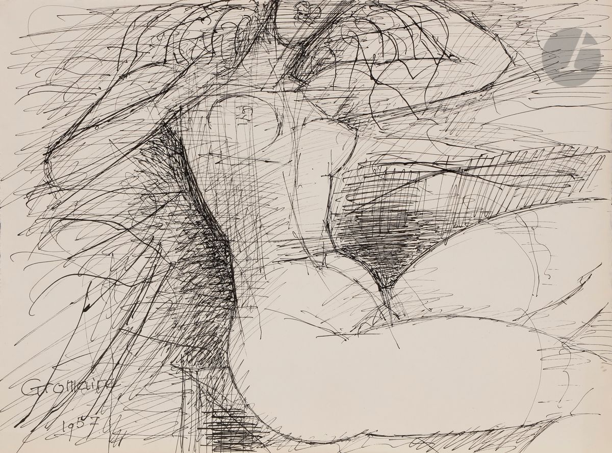 Marcel GROMAIRE (1892-1971
)Seated Nude Woman, 1957Ink
.
Signed and dated lower left.
26 x 33 cmProvenance

: 
Collection Paule Cailac, Paris



.


 


A certificate of Marcel Gromaire will be given to the buyer.









