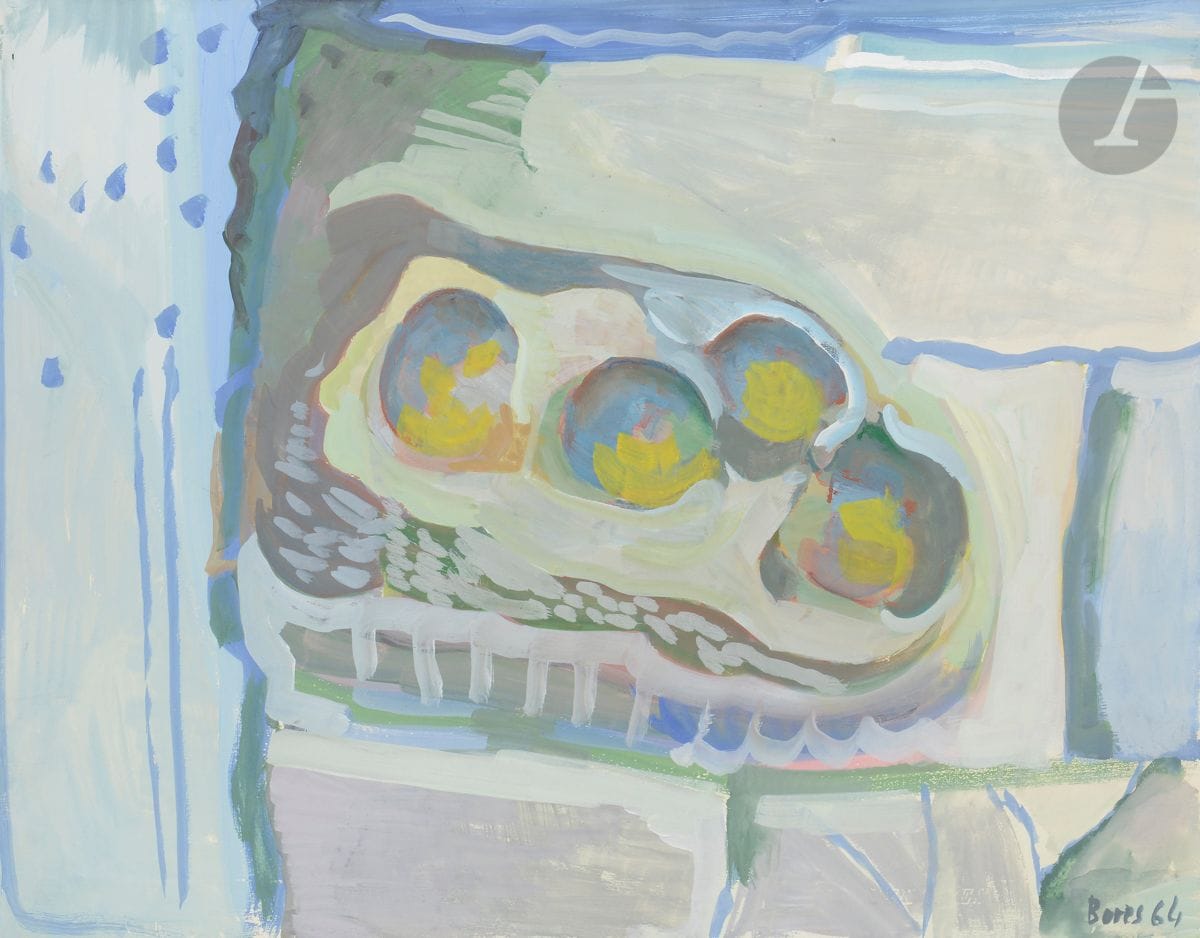 Francisco BORÈS (1898-1972)
Panier de fruits, 1964
Gouache.
Signée et datée en bas à droite.
50 x 65 cm

Cette œuvre est répertoriée dans les archives de Madame Hélène Dechanet Bores.