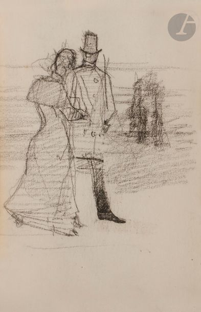 
Henri de TOULOUSE-LAUTREC (1864-1901)

La Promenade, vers 1876-1881

Crayon noir.

Porte le timbre de l’atelier au dos.

Au dos : étude de couple.

14,5 x 9,5 cm



Provenance : 

- Collection Baron Louis de Chollet, Fribourg.

- Ventes Maîtres Ader, Picard, Tajan, Paris, 4 juillet 1990, n° 52.



Bibliographie : 

- Maurice Joyant, Henri de Toulouse-Lautrec, 1864-1901, Dessins-Estampes-Affiches, Paris, H. Floury Editeur, 1926-27, reproduit p. 178.

- Henri Focillon, Dessins de Toulouse-Lautrec, Lausanne, Éditions Mermod, 1959, reproduit p. 8.

- Madeleine Grillaert-Dortu, Toulouse-Lautrec et son Œuvre, Catalogue des Dessins, Volume IV, New York, Éditions Collectors, 1971, reproduit p. 104 et 105 sous les n° D619 et D620.
