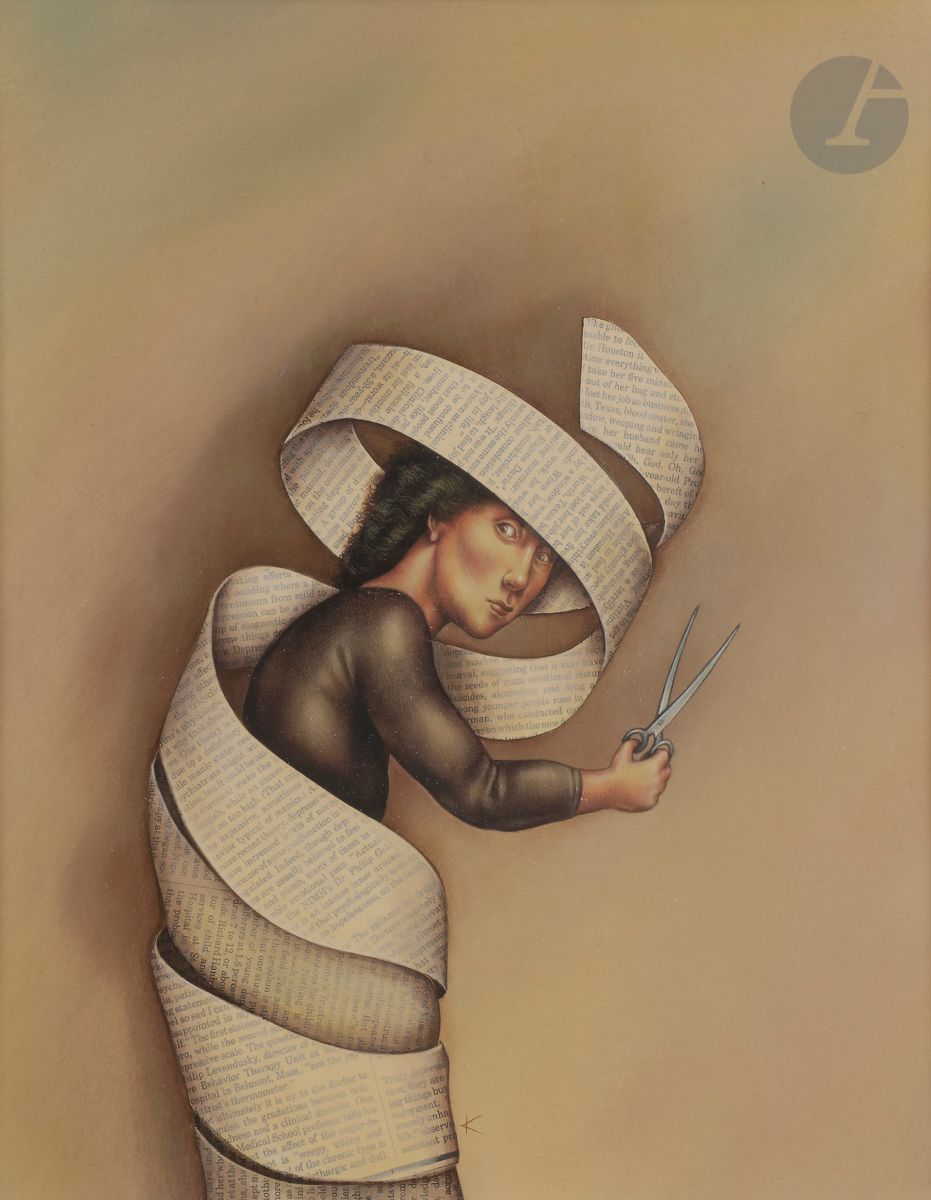 Anita KUNZ (née en 1956)
Women’s libération, 1991
Acrylique et collage sur papier.
Monogrammée en pied.
38,5 x 31 cm

Provenance : 
Vente Des Illustrateurs à Paris, Maître Boisgirard, Hôtel Drouot Paris, 27 novembre 1993, n° 124. On joint le catalogue sous forme de feuilles bristols dans leur boite estampée.

Notre œuvre a très probablement été reproduite en couverture de The Washington Post Magazine.