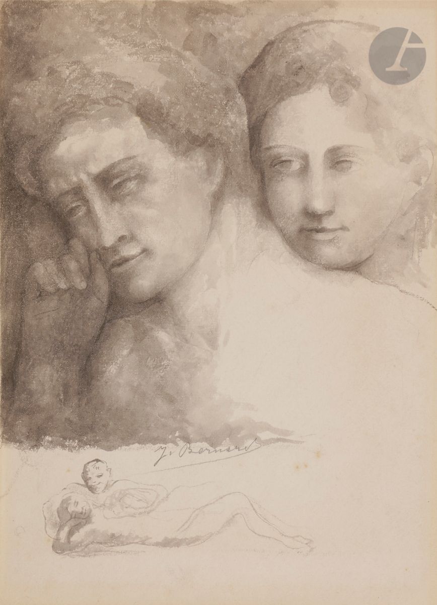 Joseph-Antoine BERNARD (1866-1931)
Couple
Lavis d’encre.
Signé en pied.
29 x 23 cm