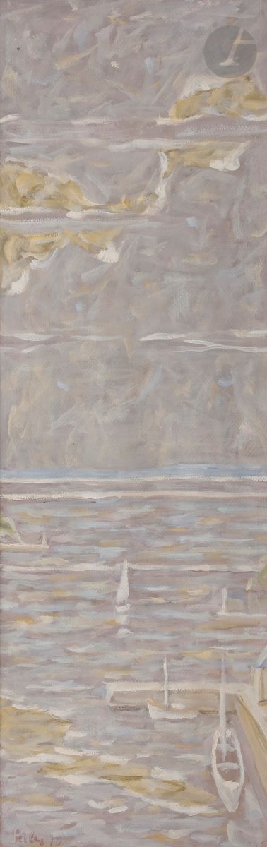 Hans SEILER (1907-1986)
Voiliers au port, 1979
Gouache.
Signée et datée en bas à gauche.
64 x 21 cm