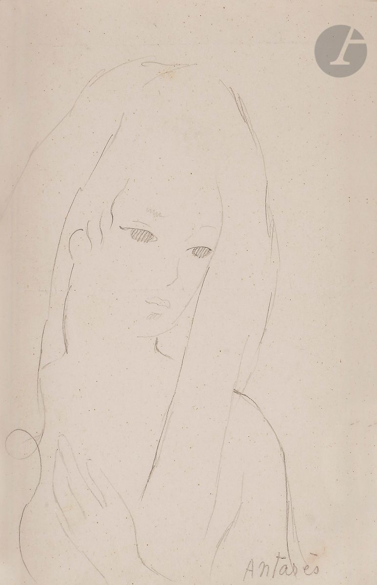 Marie LAURENCIN (1885-1956)
Femme au châle ou Antanès
Mine de plomb.
Légendée en bas à droite.
19 x 13 cm

Provenance : 
Vente Christie’s, Paris, 21 mai 2008, n° 108. 

Cette œuvre est répertoriée dans les Archives Marie Laurencin de Monsieur Daniel Marchesseau.