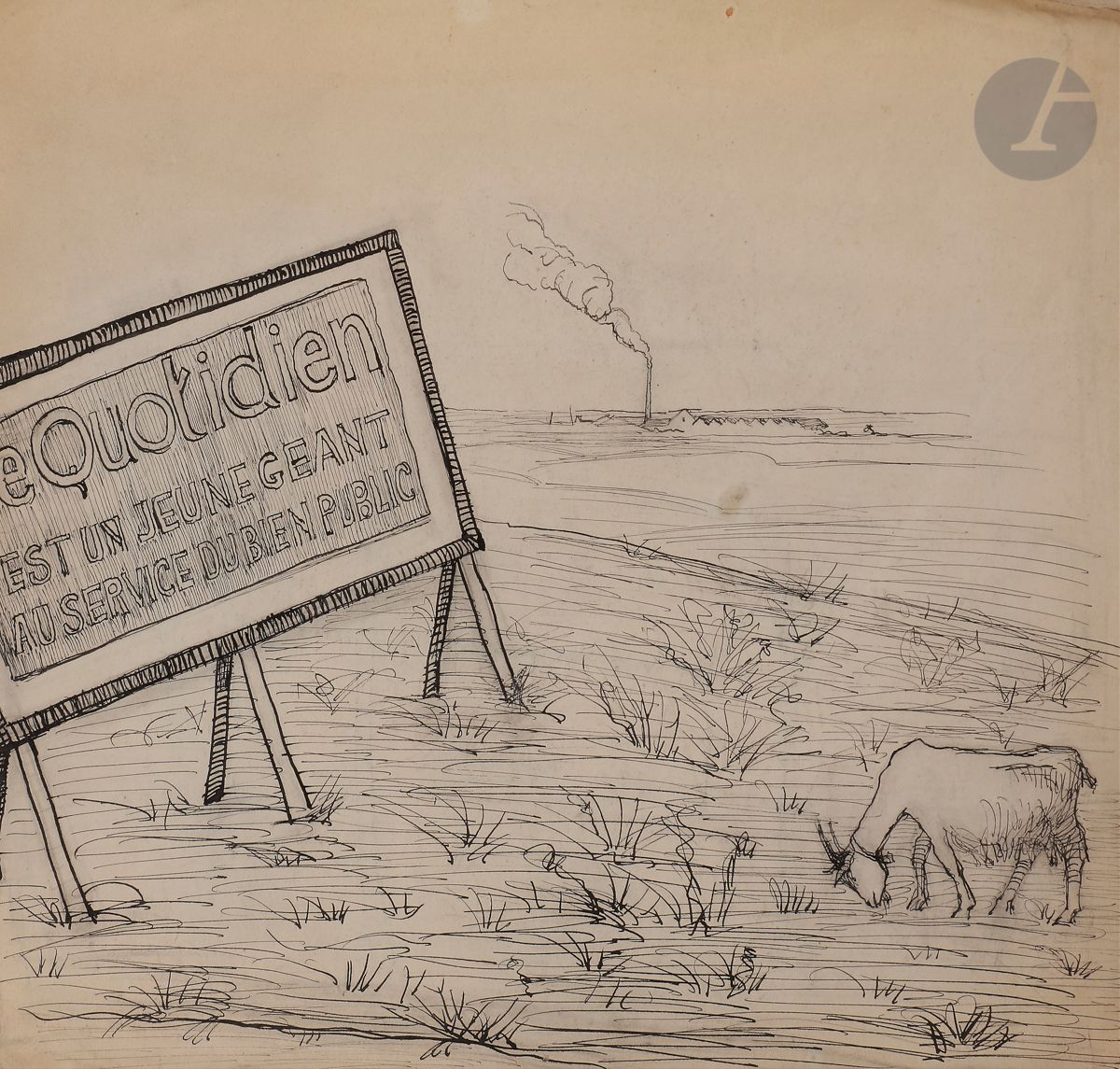 Joseph ROSSI (1892-1930)
Le Quotidien
Encre.
Non signée.
(Usures du papier sur les bords).
29,5 x 33,5 cm
