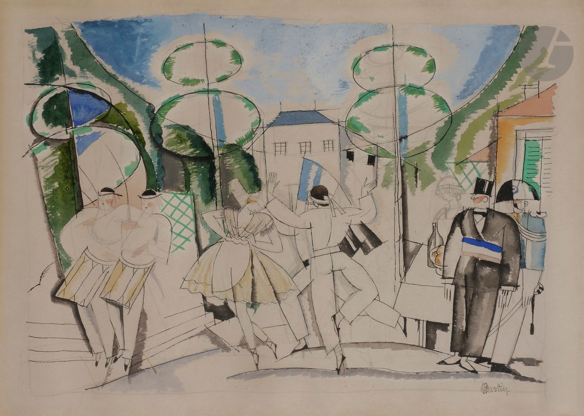 Charles MARTIN (1848-1934)
La Fête au village
Encre et aquarelle sur traits de crayon.
Signée en bas à droite.
25 x 34,5 cm