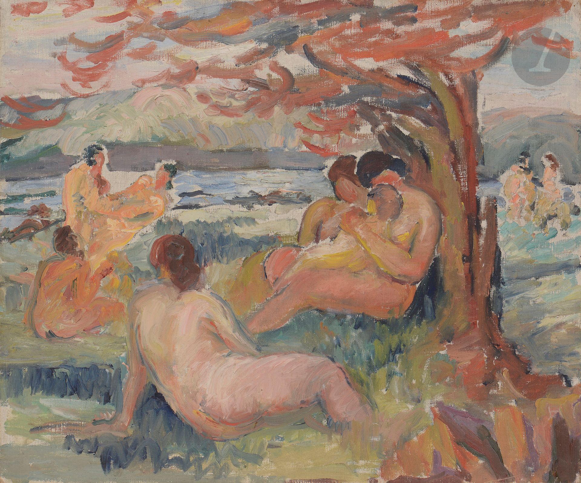 Hélène BESNARD-GIRAUDIAS (1906-2003)
Les Femmes d'Ictir, 1938
Huile sur toile.
Non signée.
54 x 65 cm