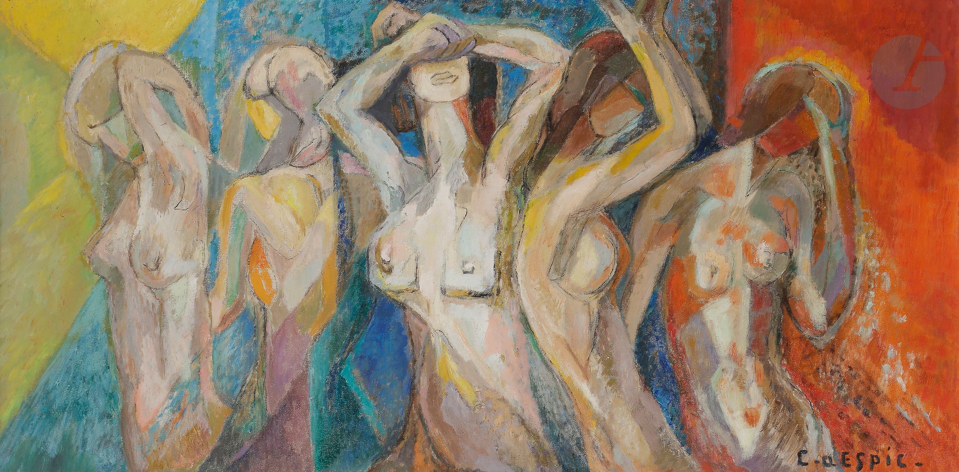 Christian D'ESPIC (1901-1978
)Women, 1967Oil
on canvas.
Signed lower right.
Signed and titled on the back.
50 x 100 cmBibliography

: 
Patrice de Ginestet, L'Œuvre peint de Christian d'Espic (1901-1978) peintre graveur: catalogue raisonné, Société des amis de Christian d'Espic, 1999, n° 473, reproduced p. 115







.
