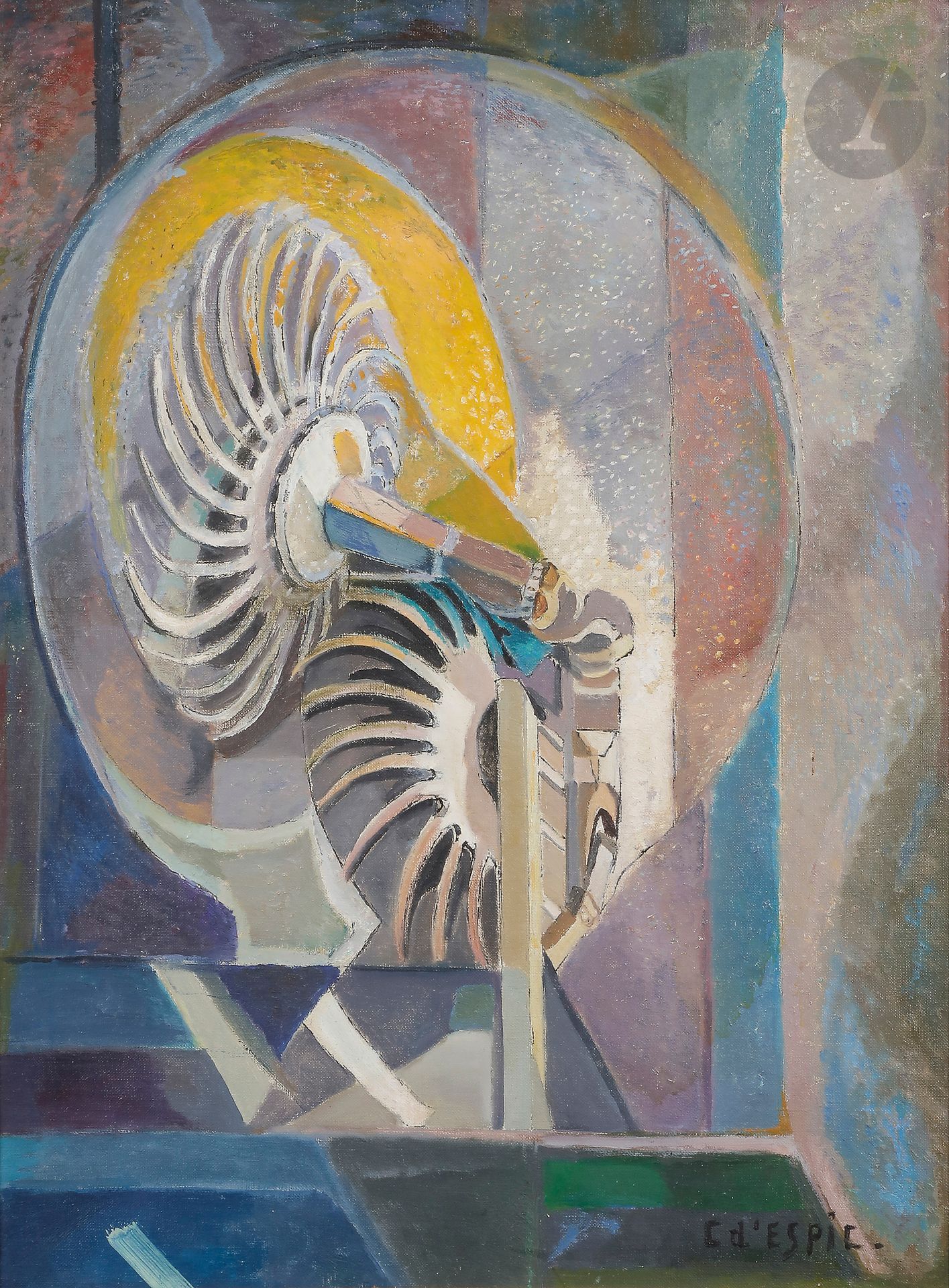 Christian D'ESPIC (1901-1978
)Ymée, 1967Oil
on canvas.
Signed lower right.
Signed and titled on the back.
65 x 54 cmBibliography

: 
Patrice de Ginestet, L'Œuvre peint de Christian d'Espic (1901-1978) peintre graveur: catalogue raisonné, Société des amis de Christian d'Espic, 1999, n° 477, not reproduced







.