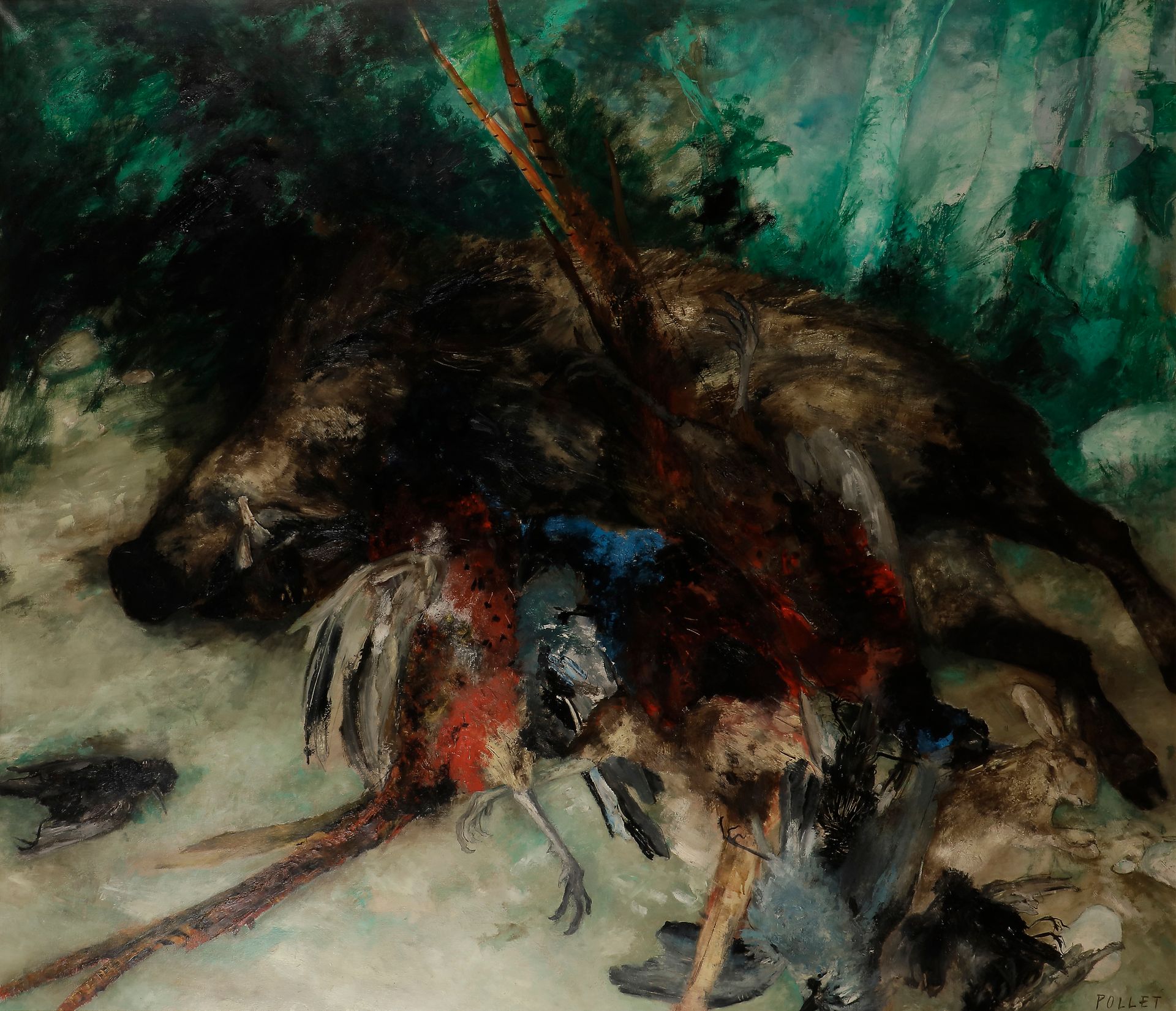 Jean POLLET (born in 1929
)The Hunt, 1965Oil
on canvas.
Signed lower right.
Signed and dated on the back.
162 x 195 cmProvenance

: 
Galerie E. David et M. Garnier, Paris (label on the back).







