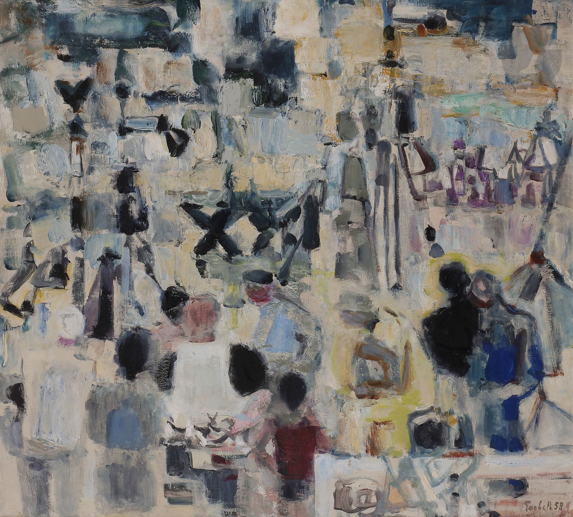 Alexandre Sasha GARBELL (1903-1970)
Plage, 1958
Huile sur toile.
Signée et datée en bas à droite.
68 x 77 cm