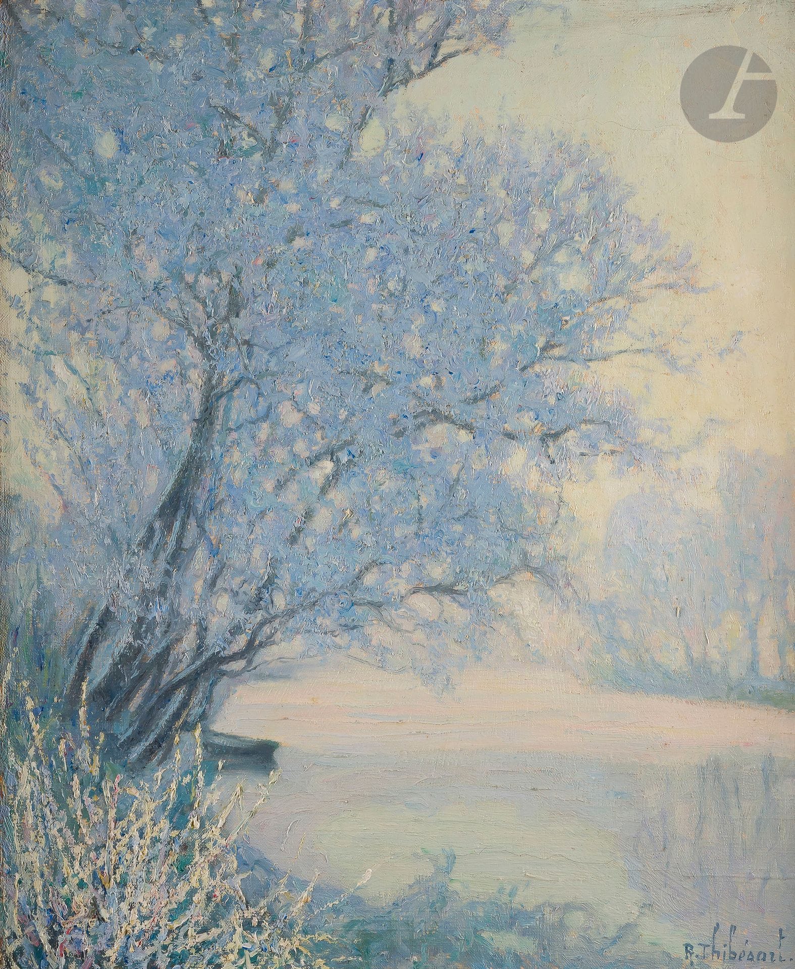 Raymond THIBESART (1874-1963
)Frost, backlight, morning, 1927Oil
on canvas.
Signed lower right.
Signed, dated and titled on the back.
66 x 55 cmProvenance

: 
Galerie Georges Petit, Paris







.