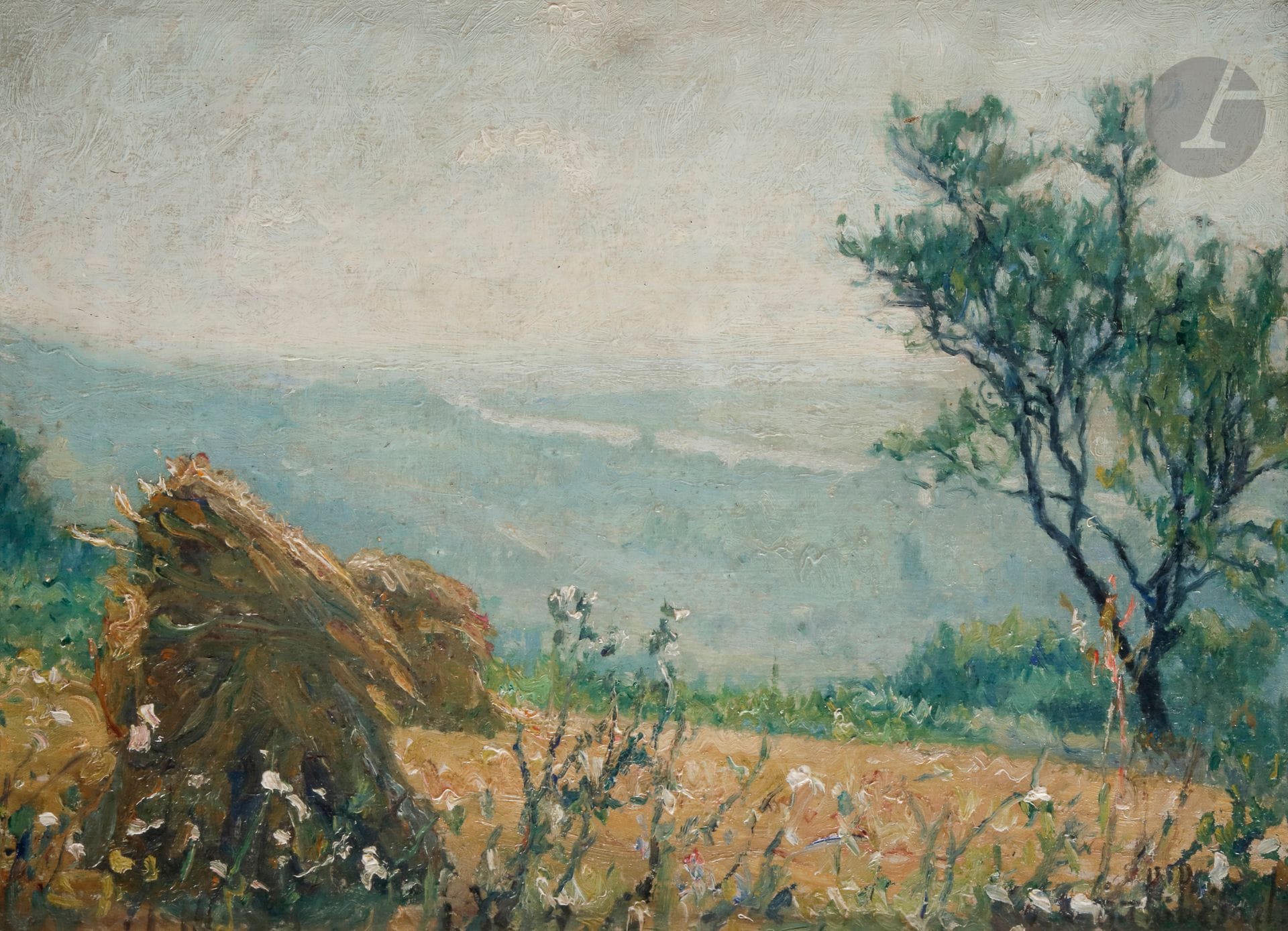 Raymond THIBESART (1874-1963)
Vallée de la Seine, matin
Huile sur toile.
Signée en bas à droite.
Signée et titrée au dos.
38 x 51 cm

Provenance : 
Galerie Georges Petit, Paris.