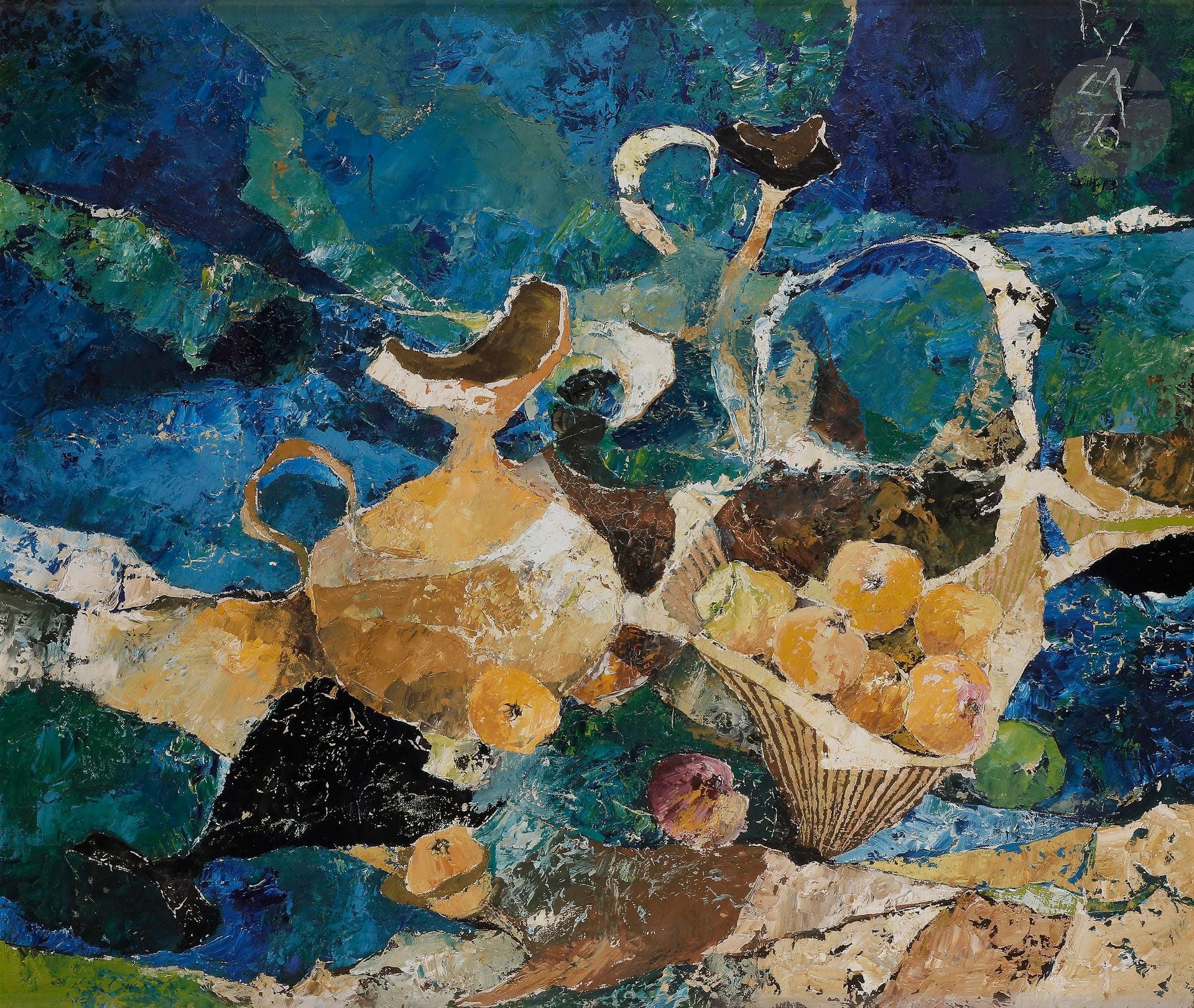 Ryszard ZAJAC (1929-2016)
Nature morte bleue, 1970
Huile sur toile.
Signée et datée en haut à droite.
Signée, datée et titrée au dos.
70 x 81 cm