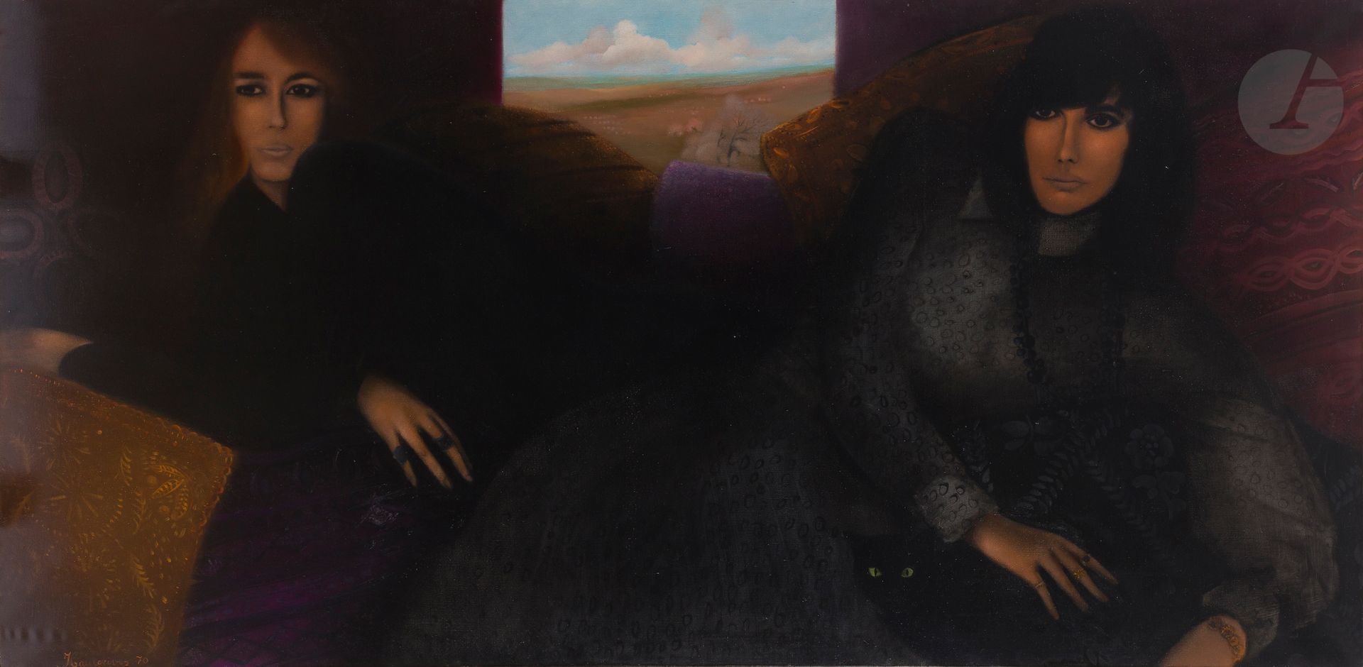 Arnaud D'HAUTERIVES (1933-2018
)The Widows, 1970Oil
on canvas.
Signed and dated upper left.
Signed, dated and titled on the back on the stretcher.
97 x 195 cmProvenance

: 
Galerie Maurice Garnier, Paris (label on the back)







.