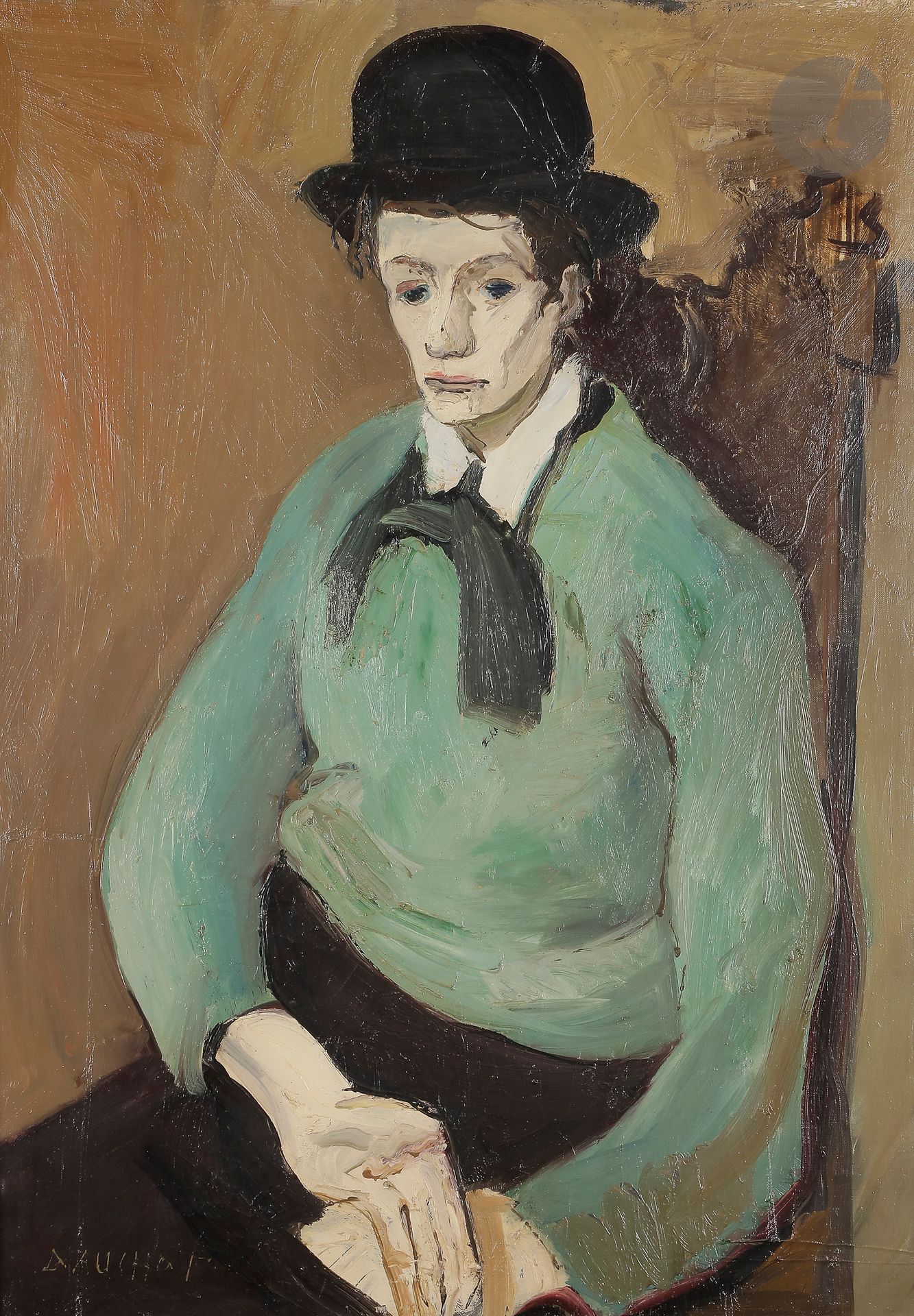 Gabriel DAUCHOT (1927-2005)
Clown au chapeau melon
Huile sur toile.
Signée en bas à gauche.
92 x 65 cm