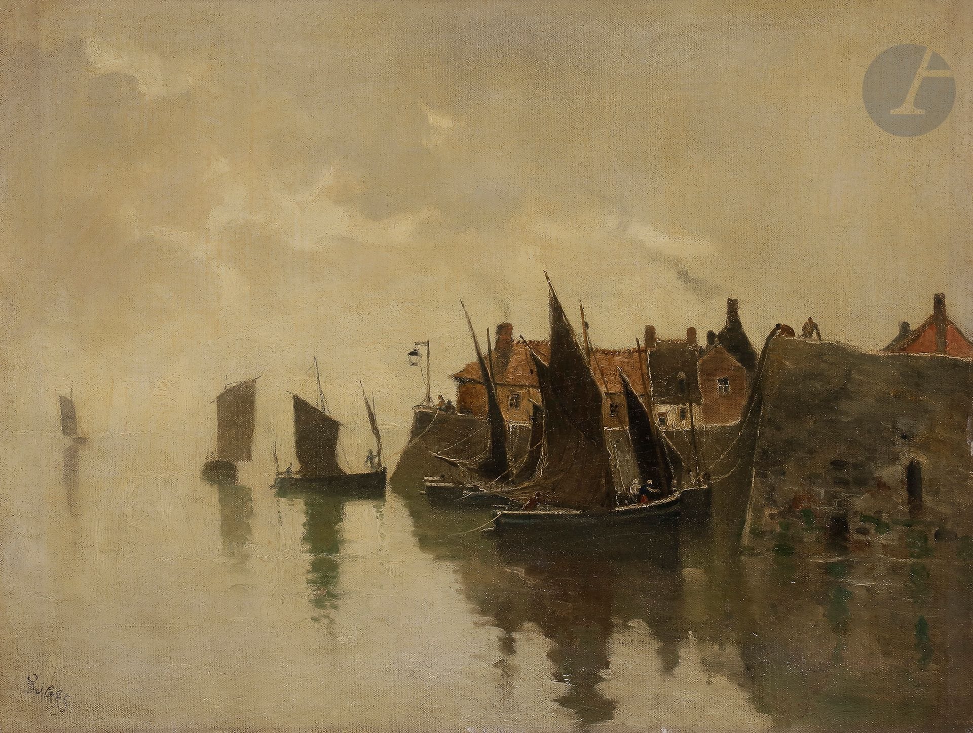 Frank-Myers BOGGS (1855-1926
)Brittany, boat in portOil
on canvas.
Signed lower left.
50 x 65 cm



