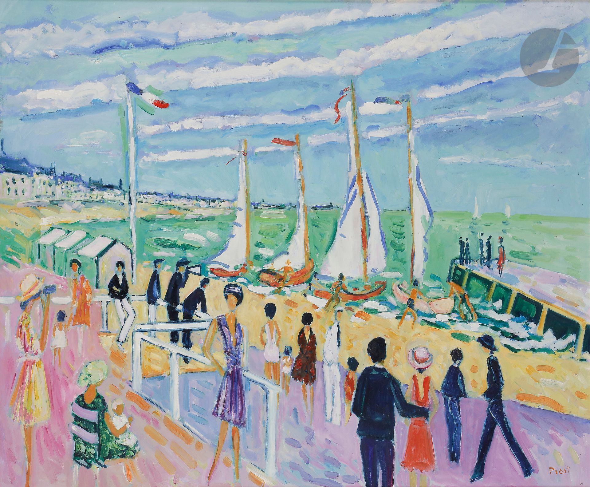 Jean-Claude PICOT (1933-2020)
Plage à Houlgate
Huile sur toile.
Signée en bas à droite.
Signée et titrée au dos.
61 x 73 cm