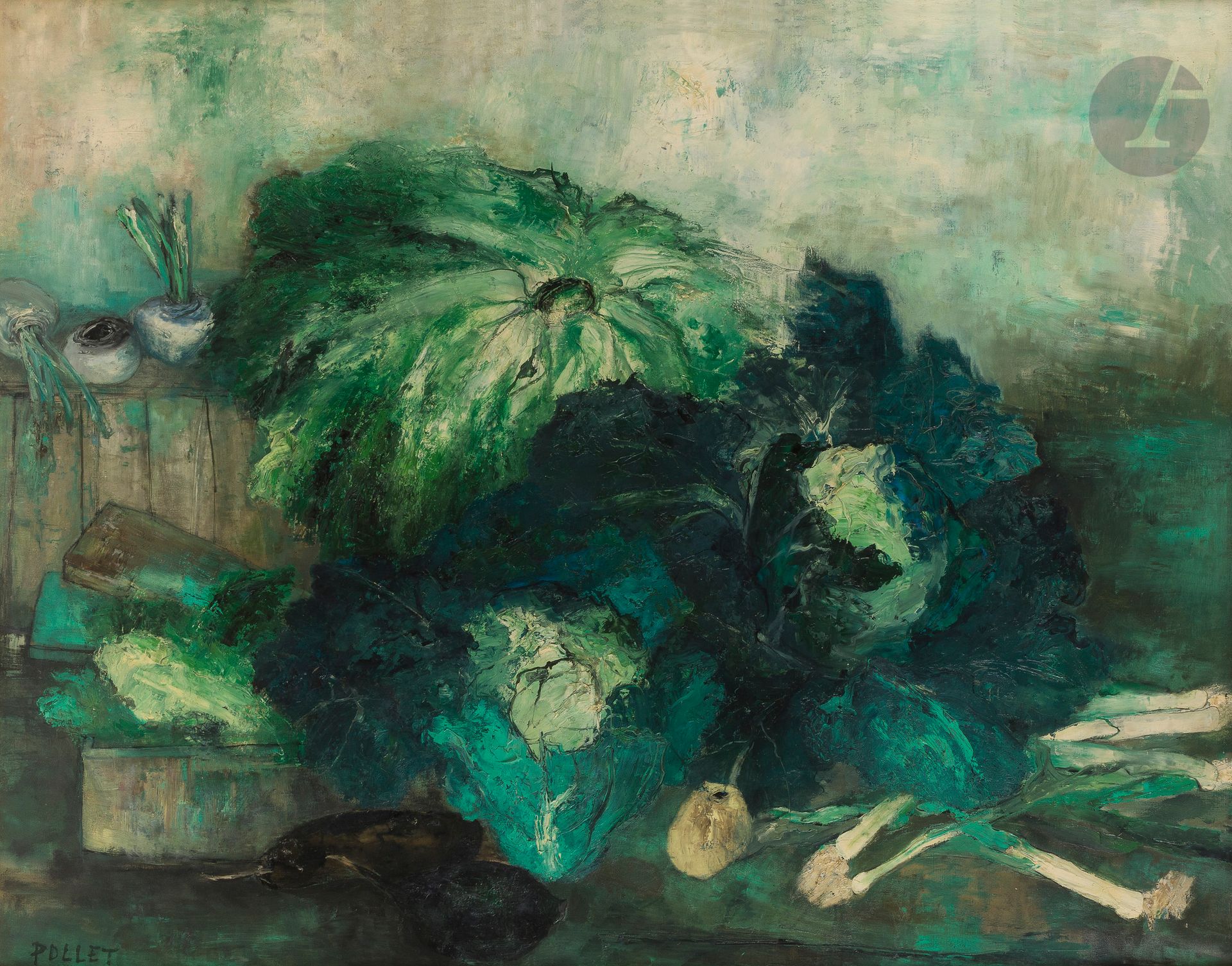 Jean POLLET (born in 1929
)Les Choux, 1962Oil
on canvas.
Signed lower left.
Signed, dated and titled on the back.
130 x 162 cmProvenance

: 
Galerie E. David et M. Garnier, Paris (label on the back).

Exhibition : 
Musée de l'Athénée, Geneva (label on the back)
.









