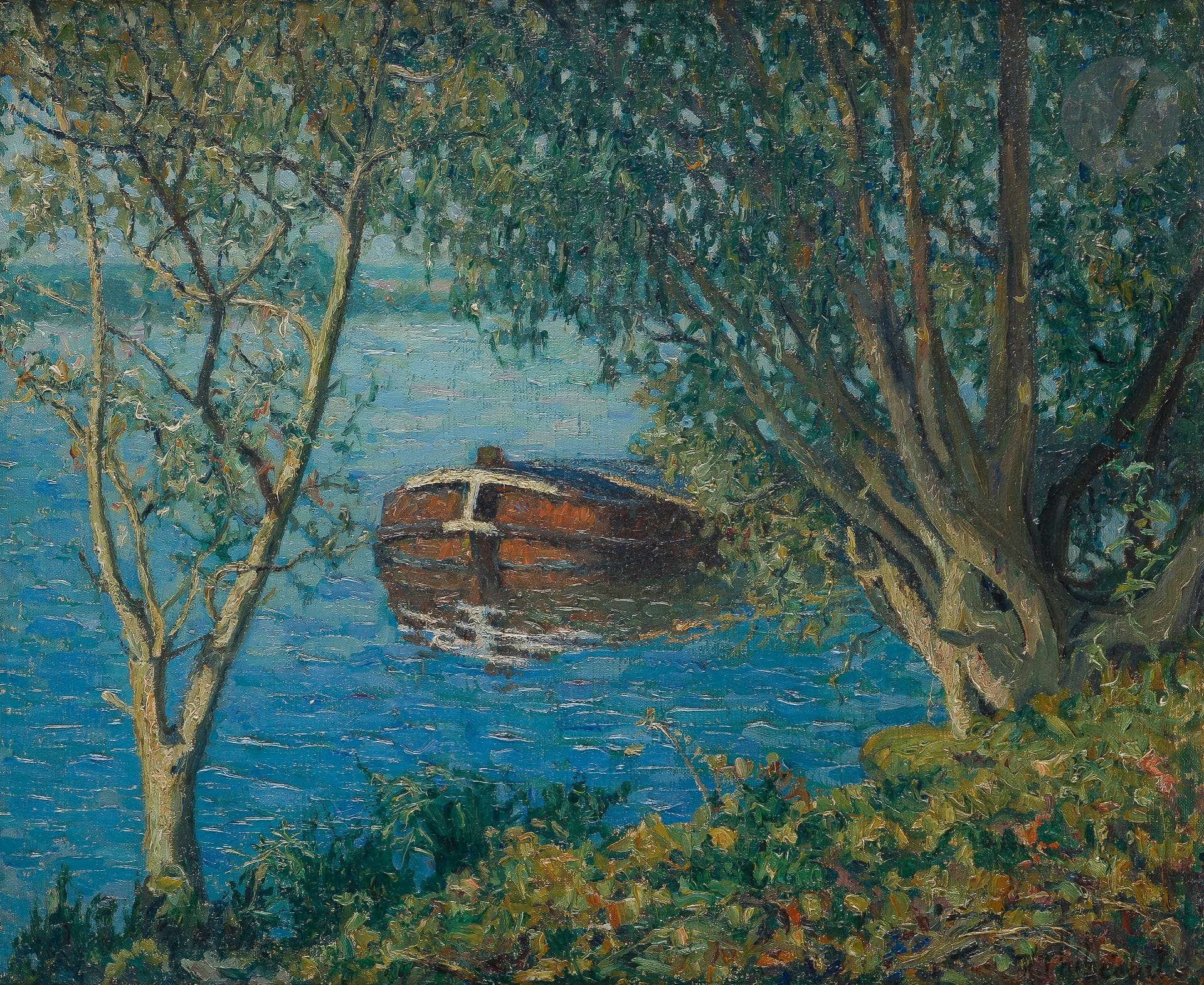 Raymond THIBESART (1874-1963
)Barge in the calmOil
on canvas.
Signed lower right.
Signed and titled on the back.
55 x 66 cmProvenance

: 
Galerie Georges Petit, Paris







.