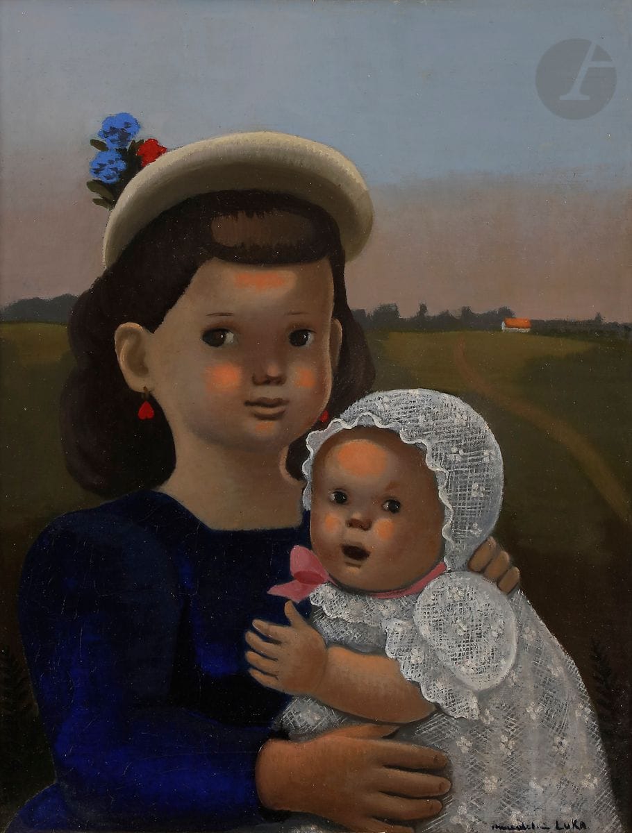 Madeleine Kula, dite LUKA (1894-1989)
Femme et enfant, vers 1930
Huile sur toile.
Signée en bas à droite.
(Restauration).
35 x 27 cm