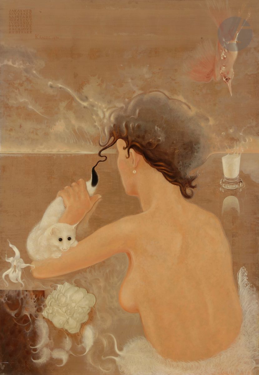 Lukas KANDL (né en 1944)
La Belle et la bête, 1984
Huile sur toile laquée et montée sur panneau.
Signée en haut à gauche.
Timbre de l’artiste au dos.
89 x 62 cm