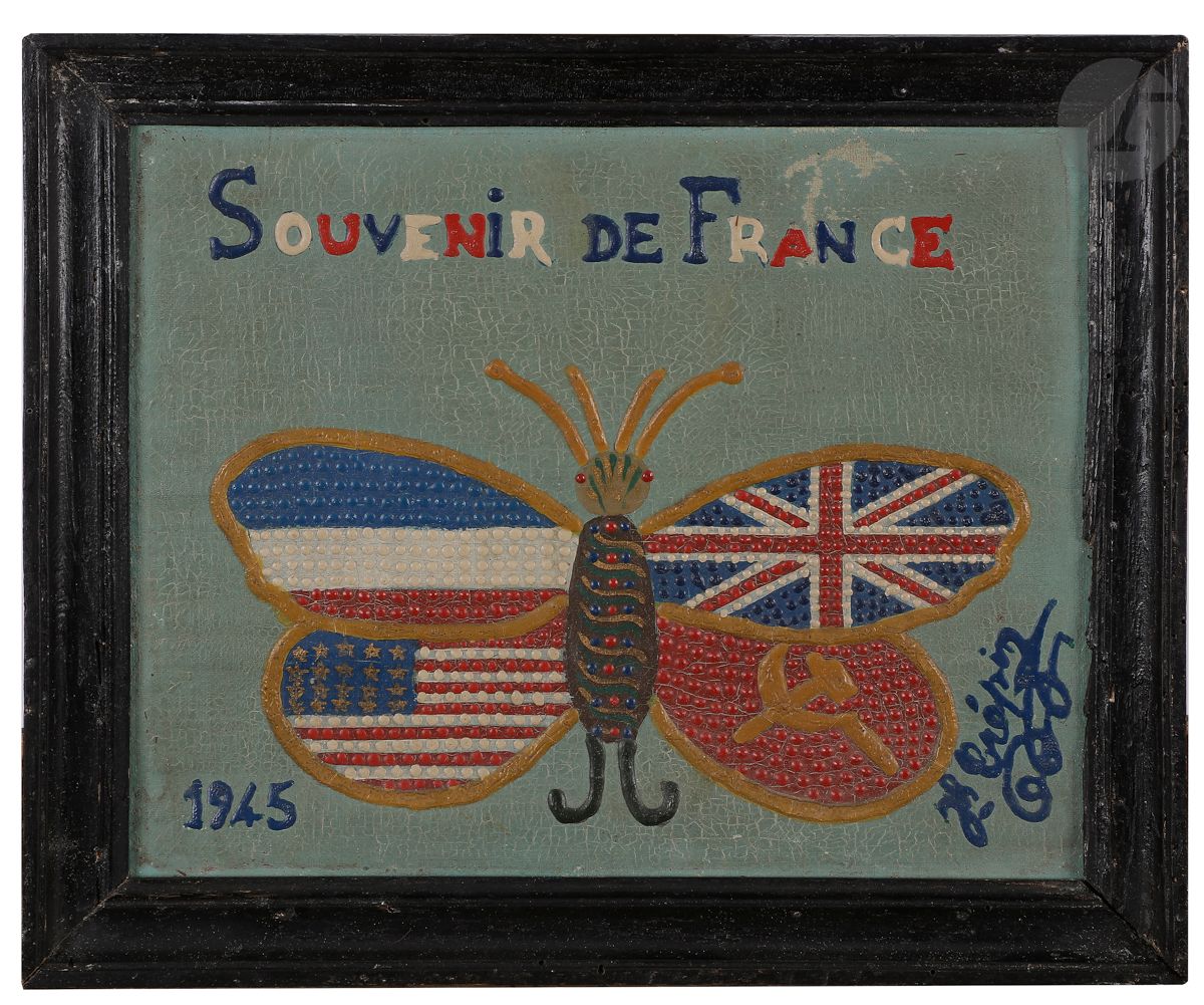 Fleury Joseph CRÉPIN (1875-1948)
Souvenir de France, 1945
Huile sur toile.
Signée en bas à droite.
Datée en bas à gauche et titrée en tête.
Cadre et montage d’origine réalisés par l’artiste.
(Petites usures et manques).
18 x 22 cm