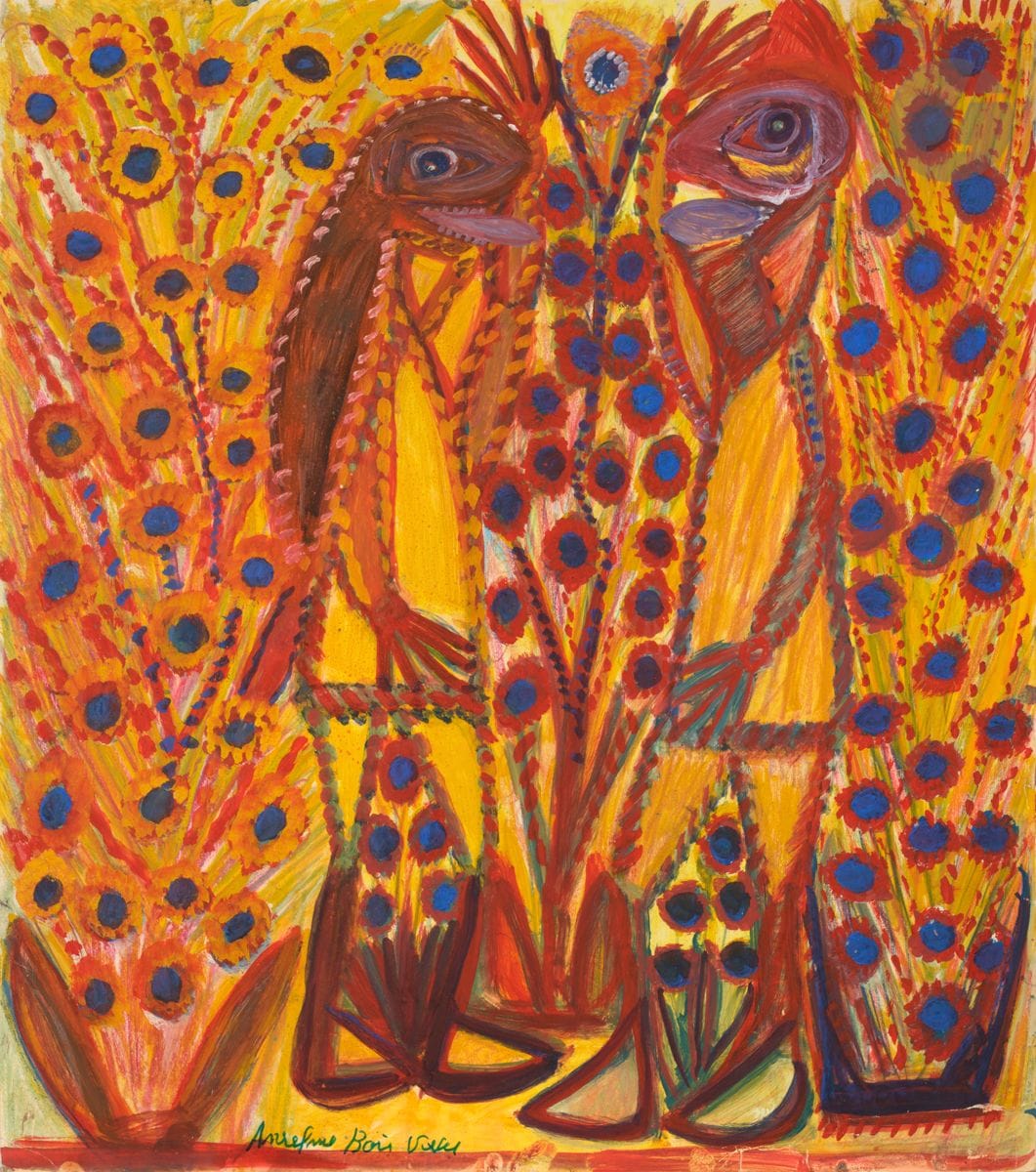 Anselme BOIX-VIVES (1899-1969)
Deux personnages face à face
Huile, gouache et crayon gras sur carton.
Signée en bas à gauche.
(Petites déchirures).
67 x 59 cm

Provenance :
- Collection JDJ, Paris.
- Collection particulière, Savoie. 

Un certificat de Monsieur Jean-Dominique Jacquemond pourra être remis à la charge de l’acquéreur.

Nous remercions Monsieur Jean-Dominique Jacquemond pour les informations qu’il nous a transmises.
