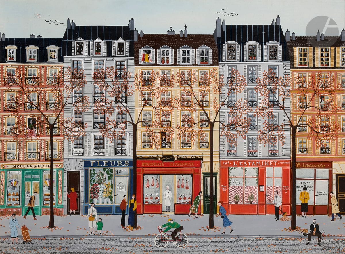 Anne-Marie SABATIER (née en 1947)
Rue de Paris animée, 1979
Huile sur toile.
Signée en bas à droite.
54 x 73 cm