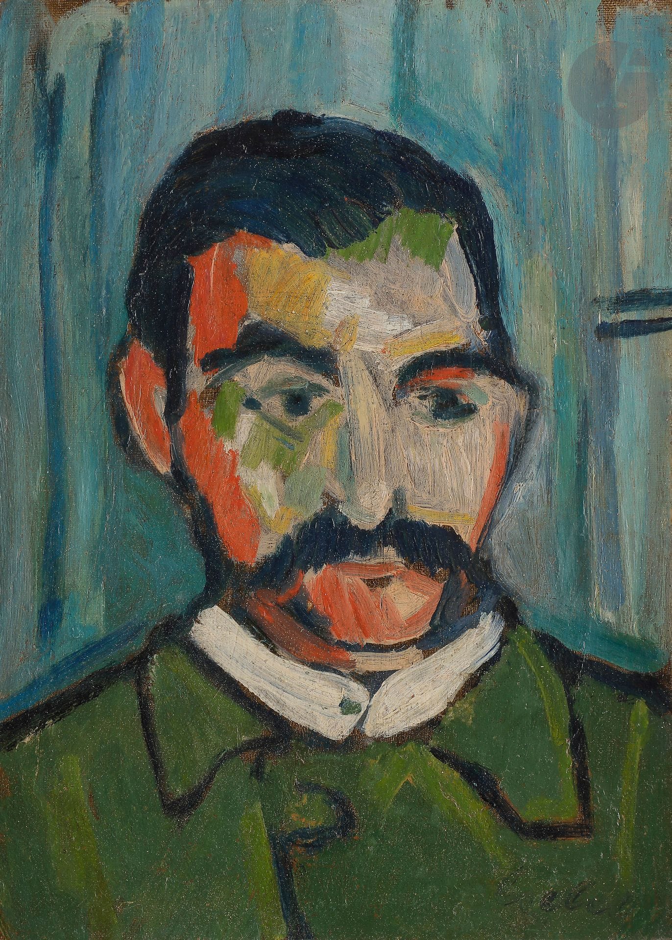 Bela CZOBEL (1883-1976)
Portrait d’homme
Huile sur toile.
Signée en bas à droite.
(Restaurations et manques).
34 x 25 cm

Provenance : 
Galerie Antoine Laurentin, Paris (étiquette au dos).