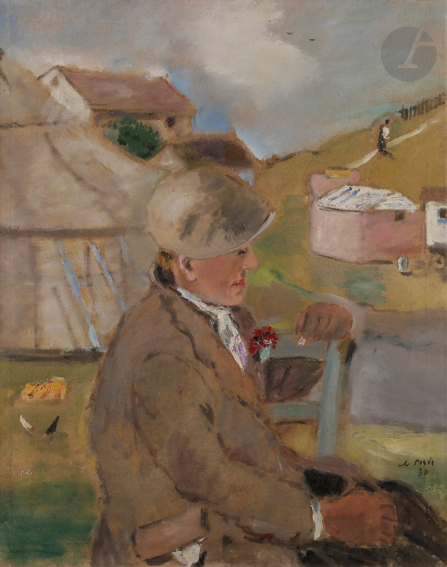 *Filippo de PISIS (1896-1956)
Il Padronne del Circo, 1930
Huile sur toile.
Signée et datée en bas à droite.
100 x 81 cm

Provenance : 
- Galleria Milano, Milan, n° 145 (étiquette au dos).
- Collection Edwige Barbaroux Gussoni, Milan (étiquette et tampon au dos).
- Galleria d’arte del Naviglio di Carlo Cardazzo, Milan (son tampon au dos).
- Collection particulière, Suisse. Acquis auprès de cette dernière.

Expositions : 
- Chagall, Foujita, Kisling, Picasso et la Belle Époque de Montparnasse, Petit Palais, Genève, Juin-novembre 1973, reproduit p.18.
- Trésors du Petit Palais de Genève au Forum des Arts, Palais de la Bourse, Marseille, 1990, n° 94.
- Da Renoir a Picasso, Un secolo d’arte dal Petit Palais di Ginevra au Palazzo Bricherasio, Turin, 2001, reproduit p. 73.

Bibliographie : 
Giuseppe Raimondi, Giuliano Briganti, De Pisis, Catalogo generale, Tomo primo, opere 1939-1938, Milan, Electa,1991, reproduit p. 231 sous le numéro 1908-36.