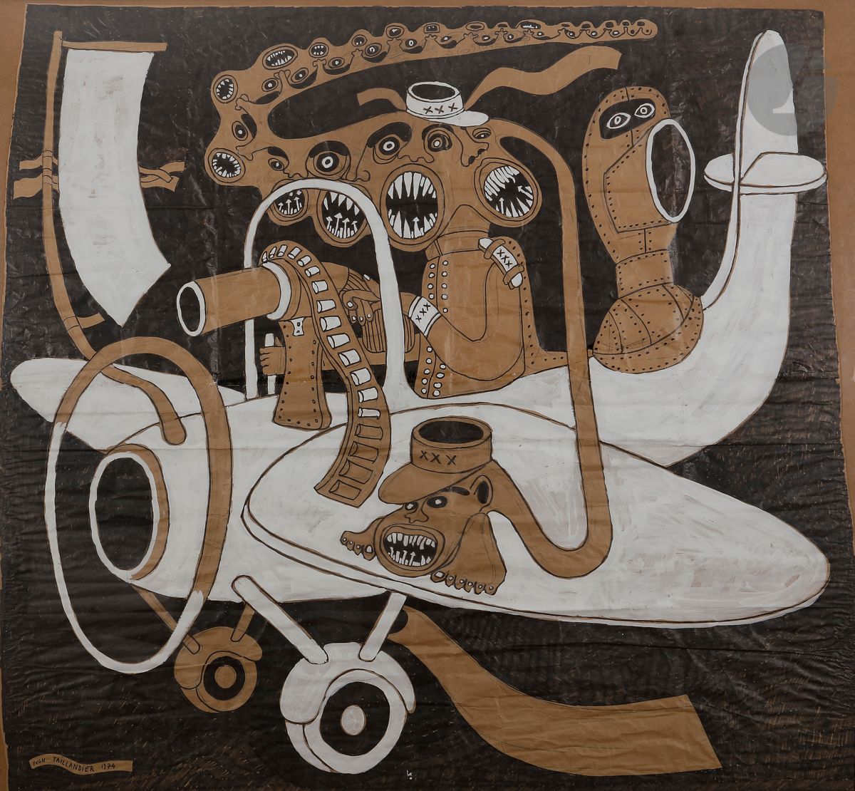 Yvon TAILLANDIER (born in 1926
)Car walking with a capitipede, circa 1975Gouache
on kraft paper.
Signed lower left.
197 x 196 cm



