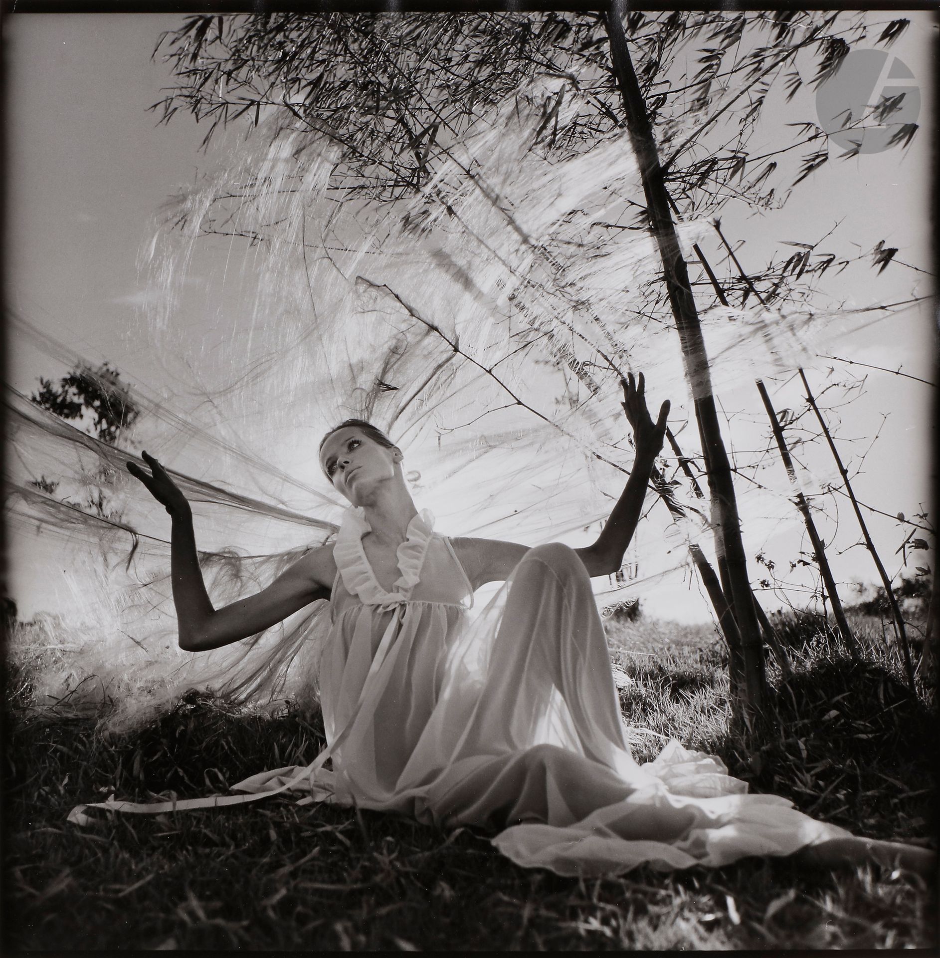 Franco Rubartelli (1937)
Veruschka pour Vogue, juillet 1968.
Paraiso Beach, Saint-Domingue, République Dominicaine.
Épreuve argentique (c. 1980). Tampon du photographe à l'encre rouge et signature au crayon par Veruschka au verso. 
46,5 x 40,5 cm

Franco Rubartelli (1937)
Veruschka for Vogue, July 1968.
Paraiso Beach, Santo Domingo, Dominican Republic.
Gelatin silver print (c. 1980). Photographer's stamp in red ink and Veruschka's pencil signature on verso. 
46.5 x 40.5 cm