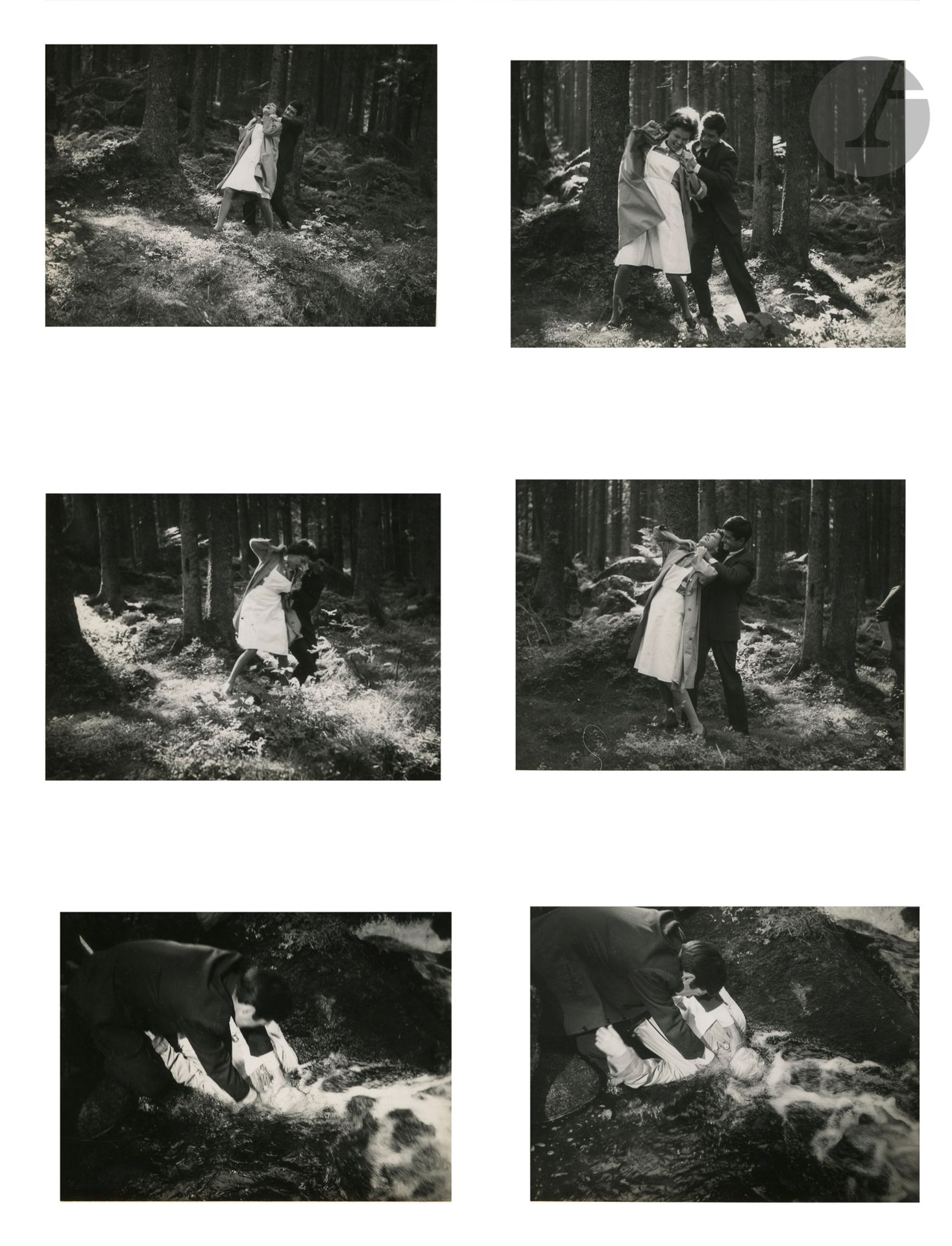 Photographe de plateau
La chambre ardente de Julien Duvivier, 1962.
Nadja Tiller, Jean-Claude Brialy, Perrette Pradier.
Cahier in-4 à spirales, composé d'environ 127 épreuves argentiques d'époque, contrecollées sur feuillets.
Format moyen des épreuves : 8,5 x 11,5 cm
Le photographe de plateau crédité durant la réalisation du film est  Rolf Lantin. 

Set photographer
La chambre ardente by Julien Duvivier, 1962.
Nadja Tiller, Jean-Claude Brialy, Perrette Pradier.
4to notebook with spirals, composed of about 127 vintage gelatin silver prints, mounted on sheets.
Average size of the prints: 8.5 x 11.5 cm.
The set photographer credited is Rolf Lantin.