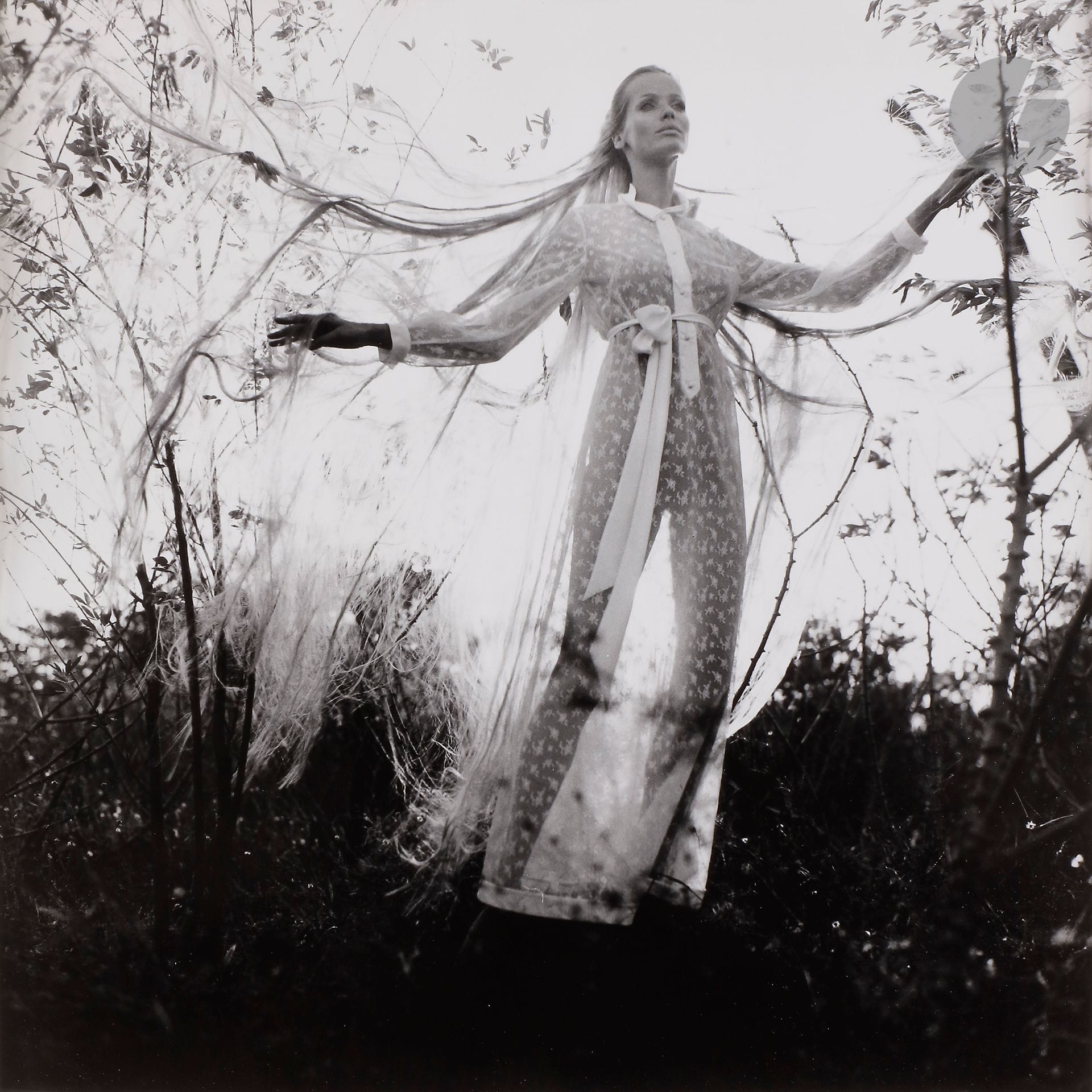 Franco Rubartelli (1937)
Veruschka pour Vogue,  juillet 1968.
Paraiso Beach, Saint-Domingue, République Dominicaine.
Épreuve argentique (c. 1980). Tampon du photographe à l'encre rouge et signature au crayon par Veruschka au verso. 
43 x 35,5 cm 

Franco Rubartelli (1937)
Veruschka for Vogue, July 1968.
Paraiso Beach, Santo Domingo, Dominican Republic.
Gelatin silver print (c. 1980). Photographer's stamp in red ink and Veruschka's pencil signature on verso.  
43 x 35.5 cm