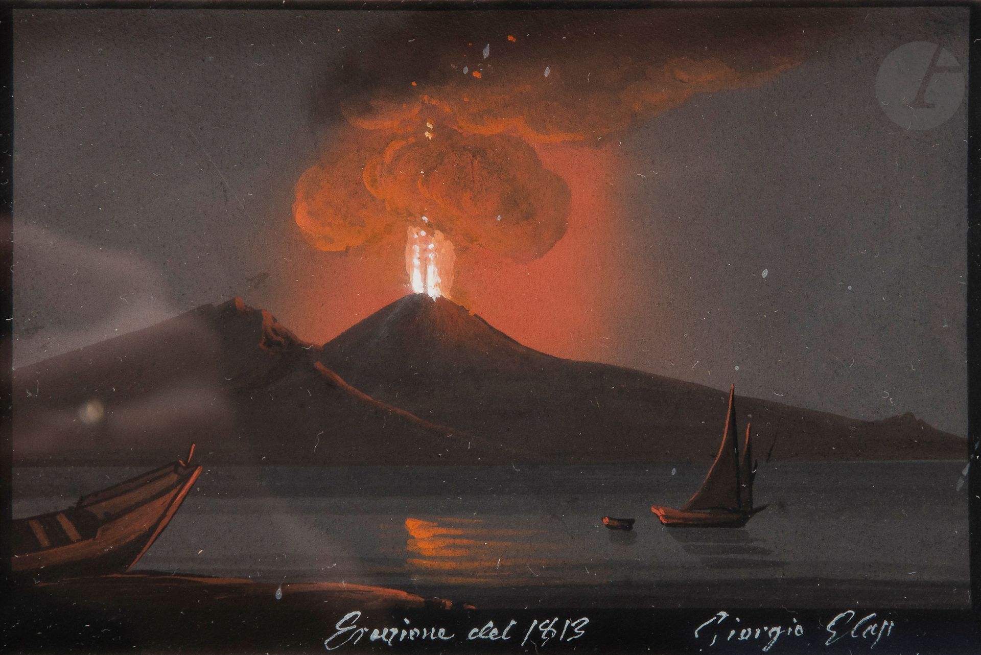 Neapolitan school -
Vesuvius eruption5
Gouaches.
17.5 x 24 cm for 2 of them, 7 x 10 cm for the other 3.


