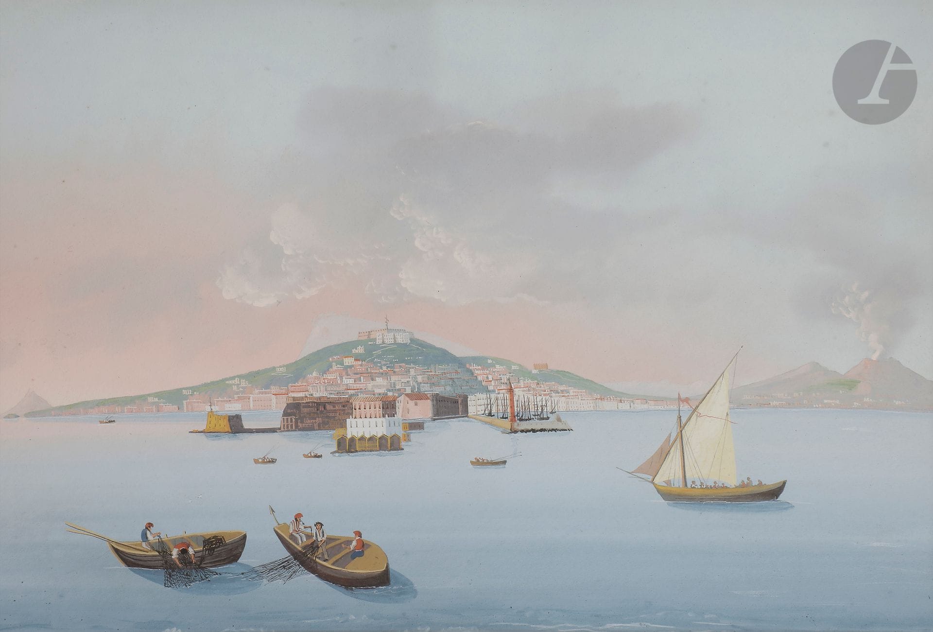 école napolitaine
Deux vues de Naples
Gouaches.
27 x 39 cm chaque
