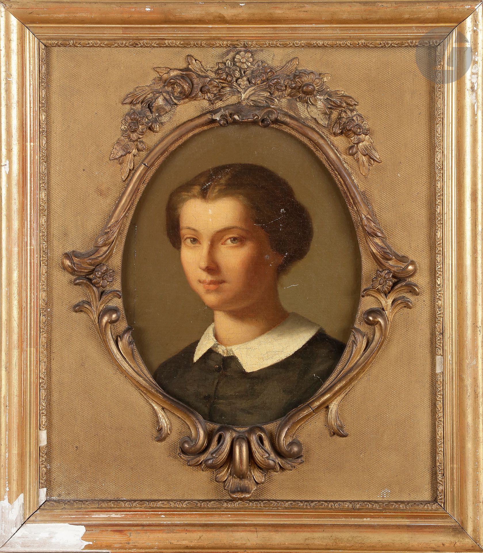école française vers 1860
Portrait de Rose-Félicie-Berthe-Thomas Froment-Meurice (1839 - 1913)
Toile.
27 x 22 cm