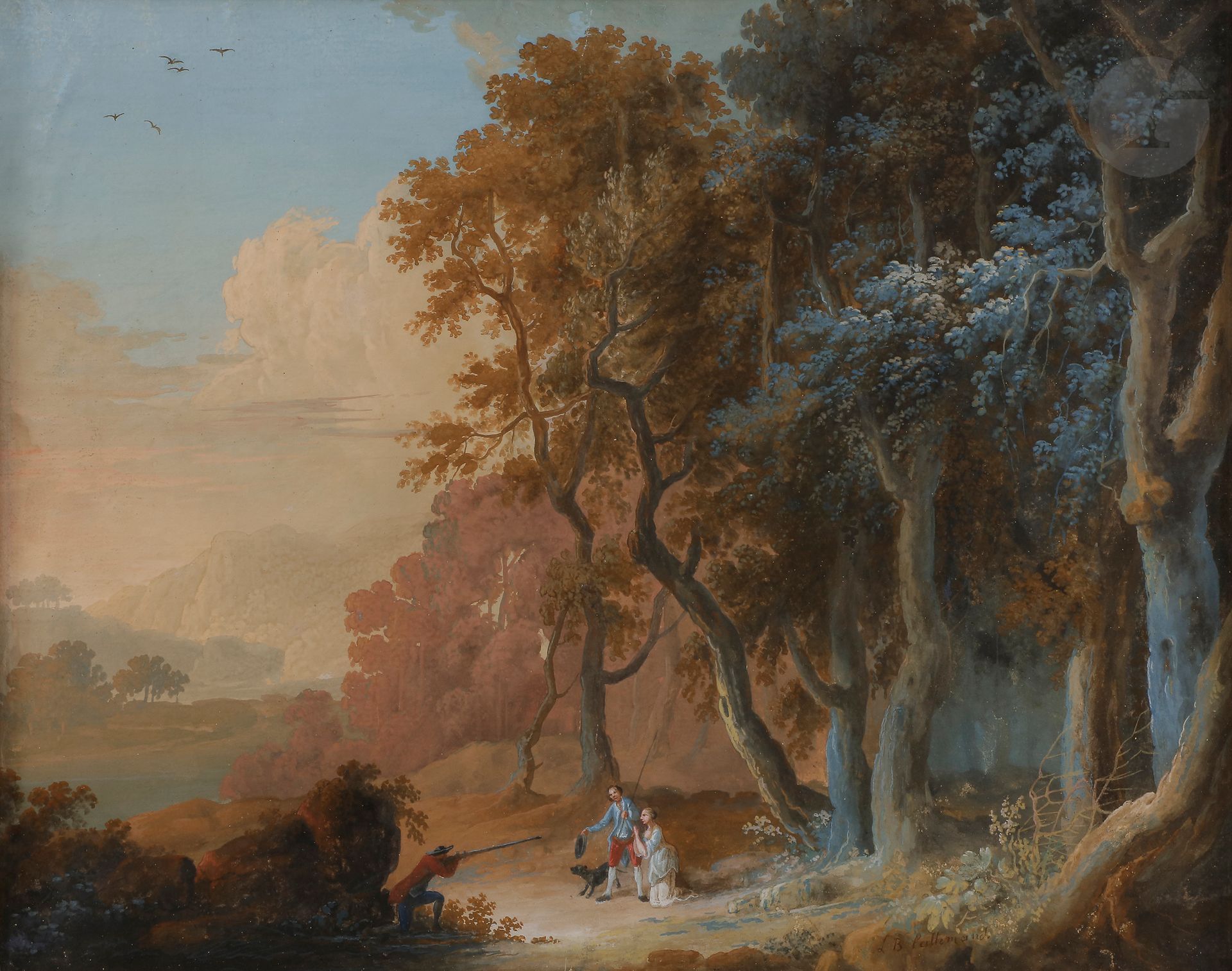 école française du xviiie siècle
Paysage
Gouache.
39 x 29 cm
Restaurations anciennes.
Porte une signature en bas à droite : JB Lallemand

Provenance :
Vente anonyme, Paris, Hôtel Drouot, 23 juin 2014 (Mes Castor et Hara), n° 12 (attribué à JB Lallemand)