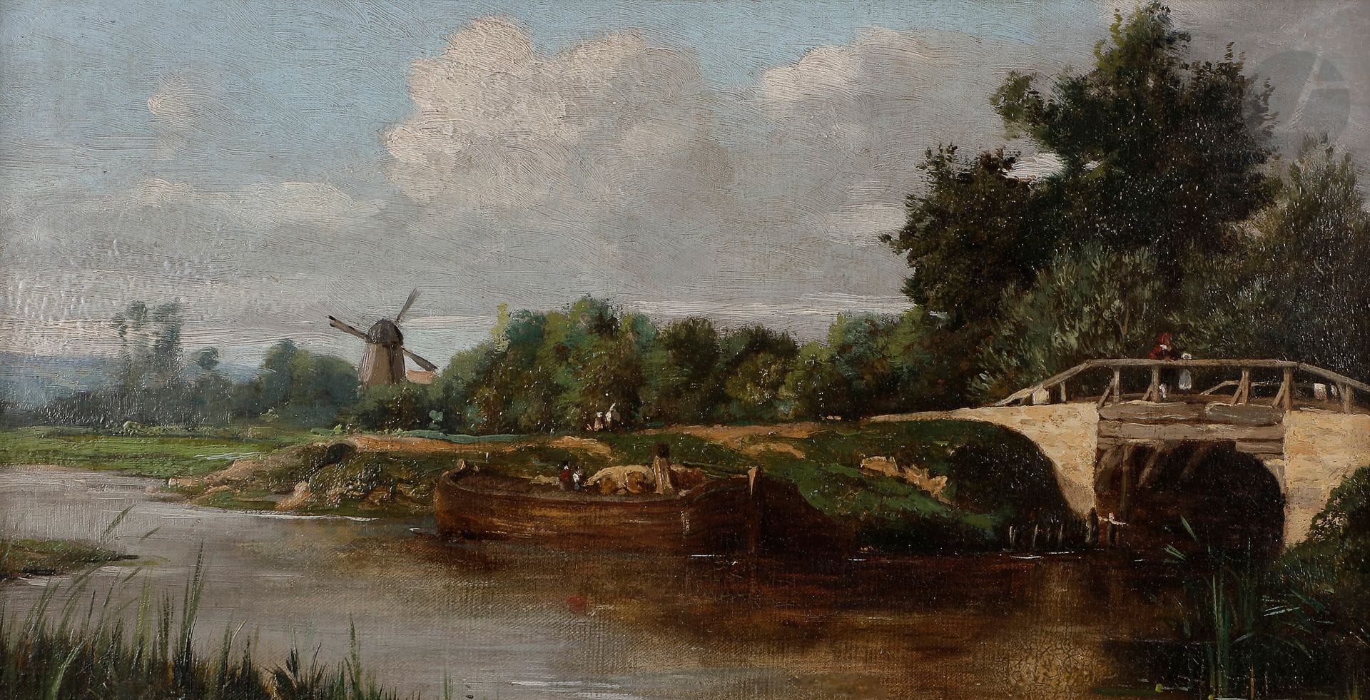 Attributed to Camille FLERS
(Paris 1802 - Annet 1868)
Paysage au pont et moulinToile
.
20 x 39
cmAncient
restorations.


Provenance :
Anonymous sale, Paris, Hôtel Drouot, 30 September 2009 (Kapandji Morhange), n° 85 (attributed to )








